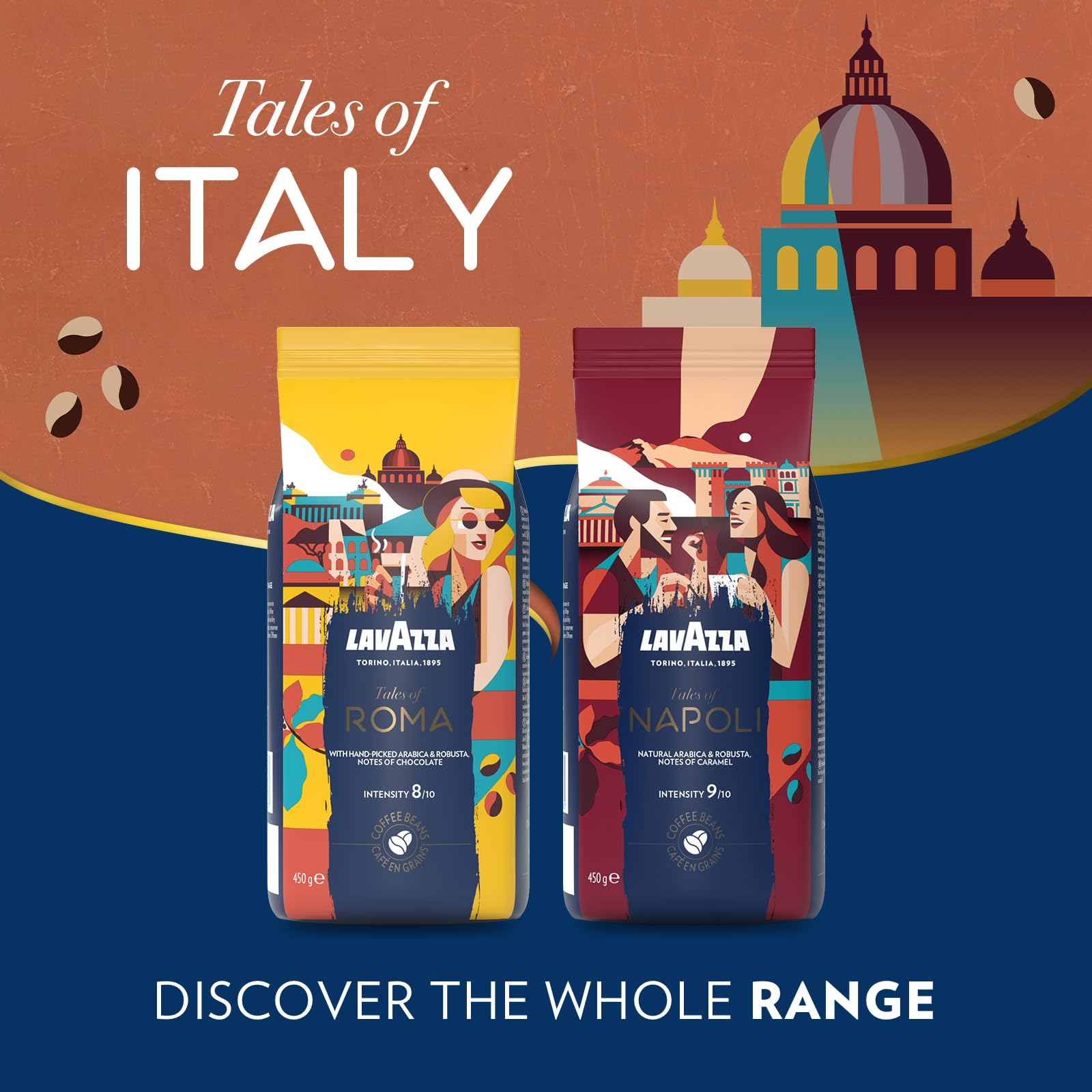 Lavazza Tales of Roma Roasted Whole Coffee Beans | Intensity 8/10 | 450g 8