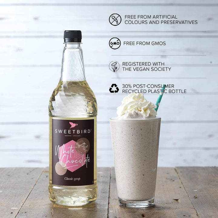 Sweetbird White Chocolate Syrup (1 Litre) - Vegan Friendly Beverage Syrup