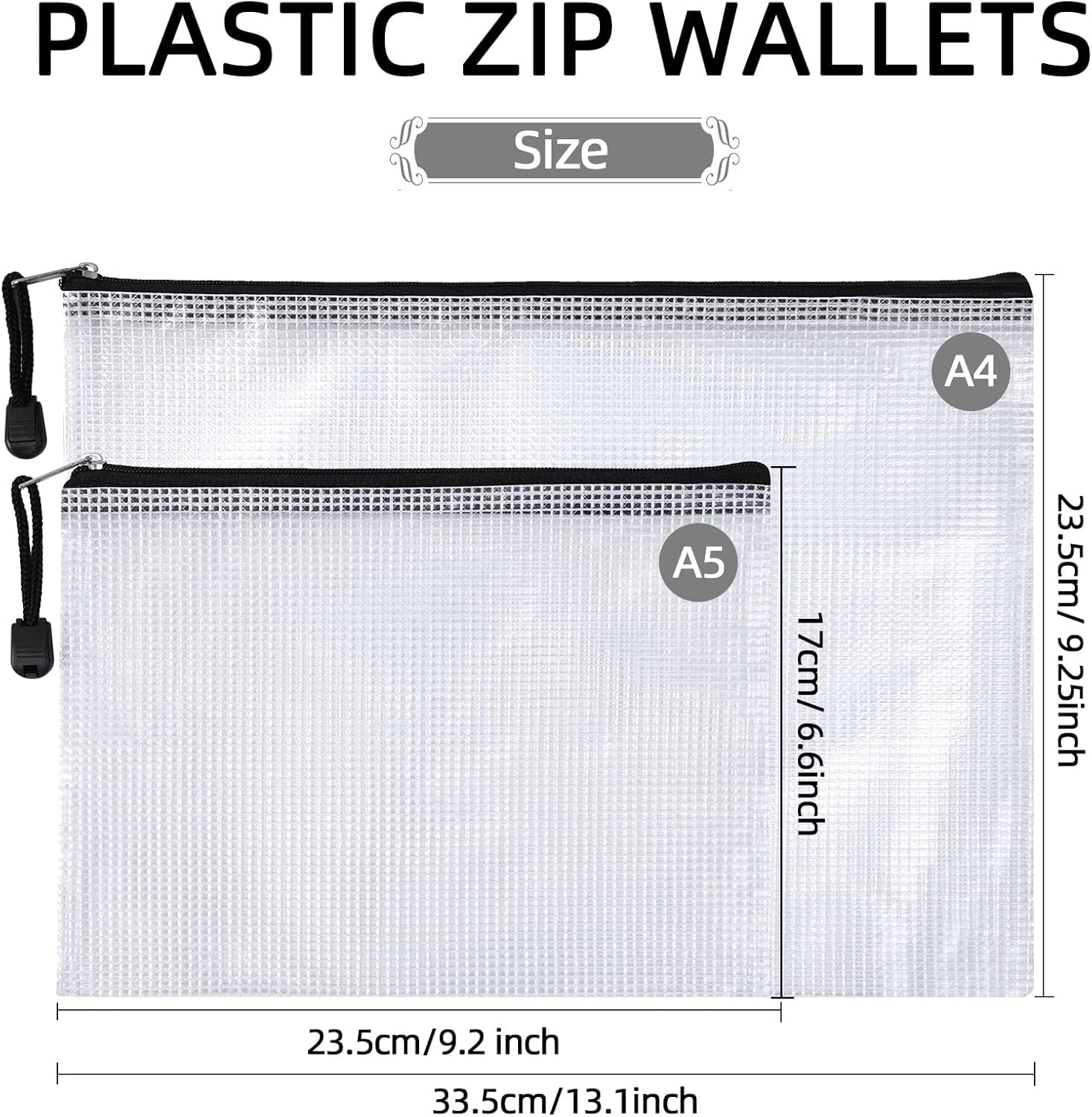 NORTHERN BROTHERS 24 Pcs Plastic Zip Wallets - A4/A5 Document Folders | Waterproof PVC | 6 Colours 5