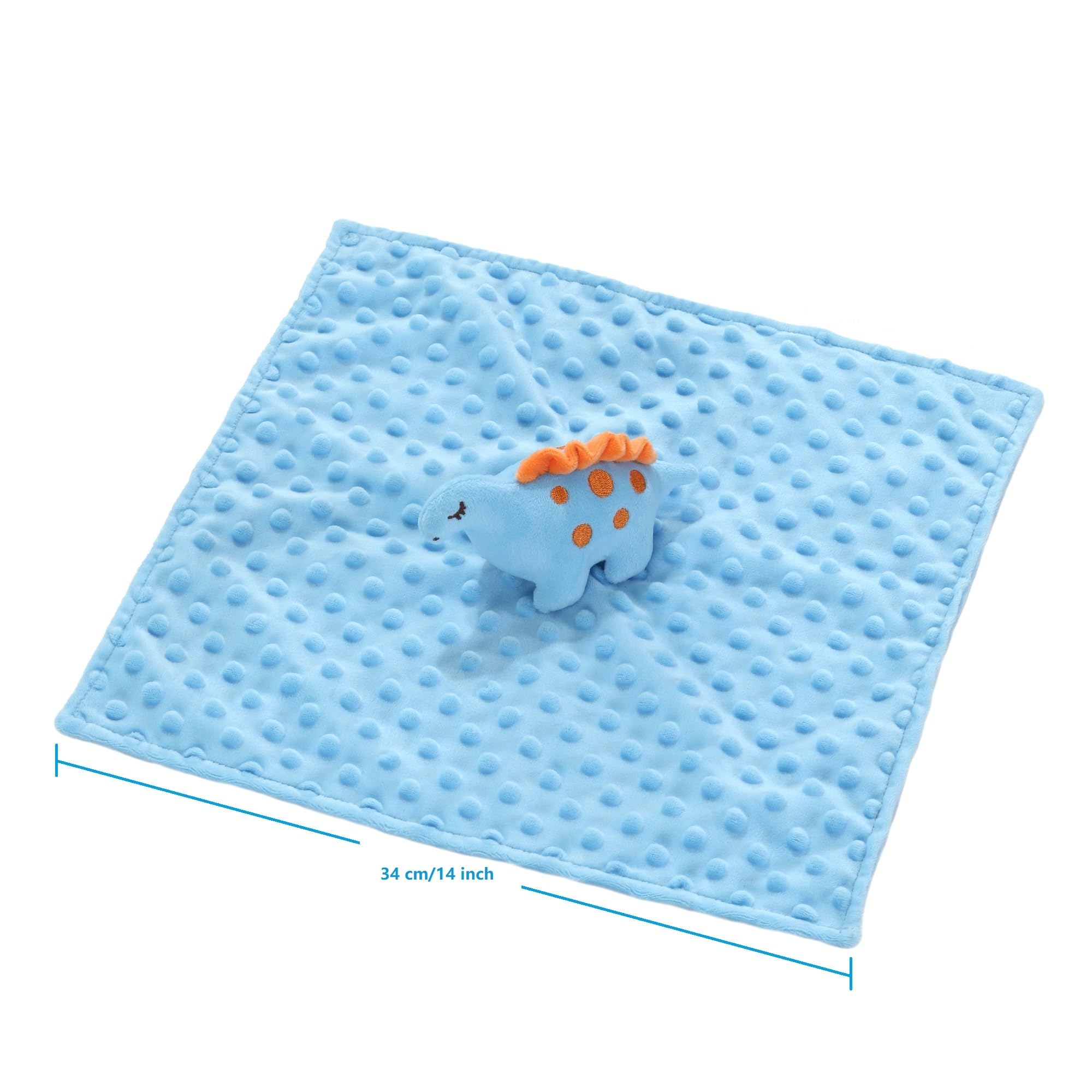 CREVENT Cozy Plush Security Blanket Lovey - Blue Dinosaur | 34x34cm | Sherpa Fleece 6