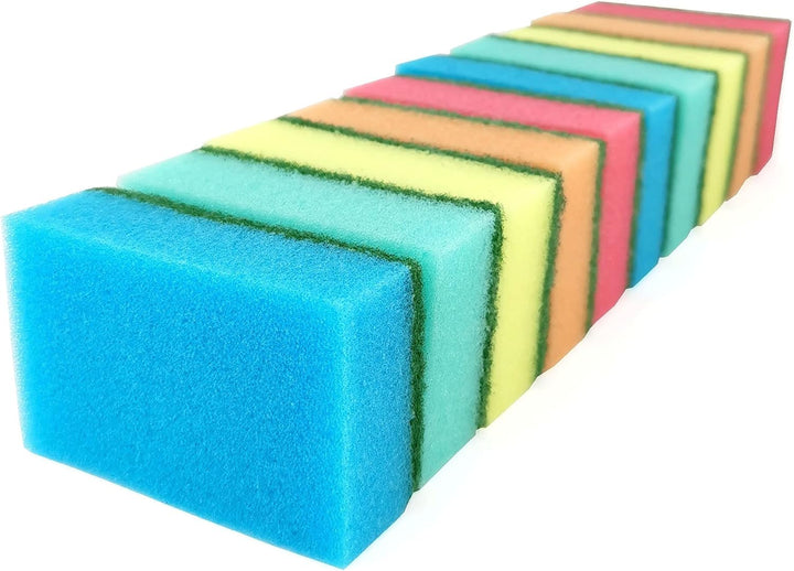 D.RECT MIDI Dishwashing Sponge 10-Pack - Dual-Sided Scrub for Pots, Pans & Dishes