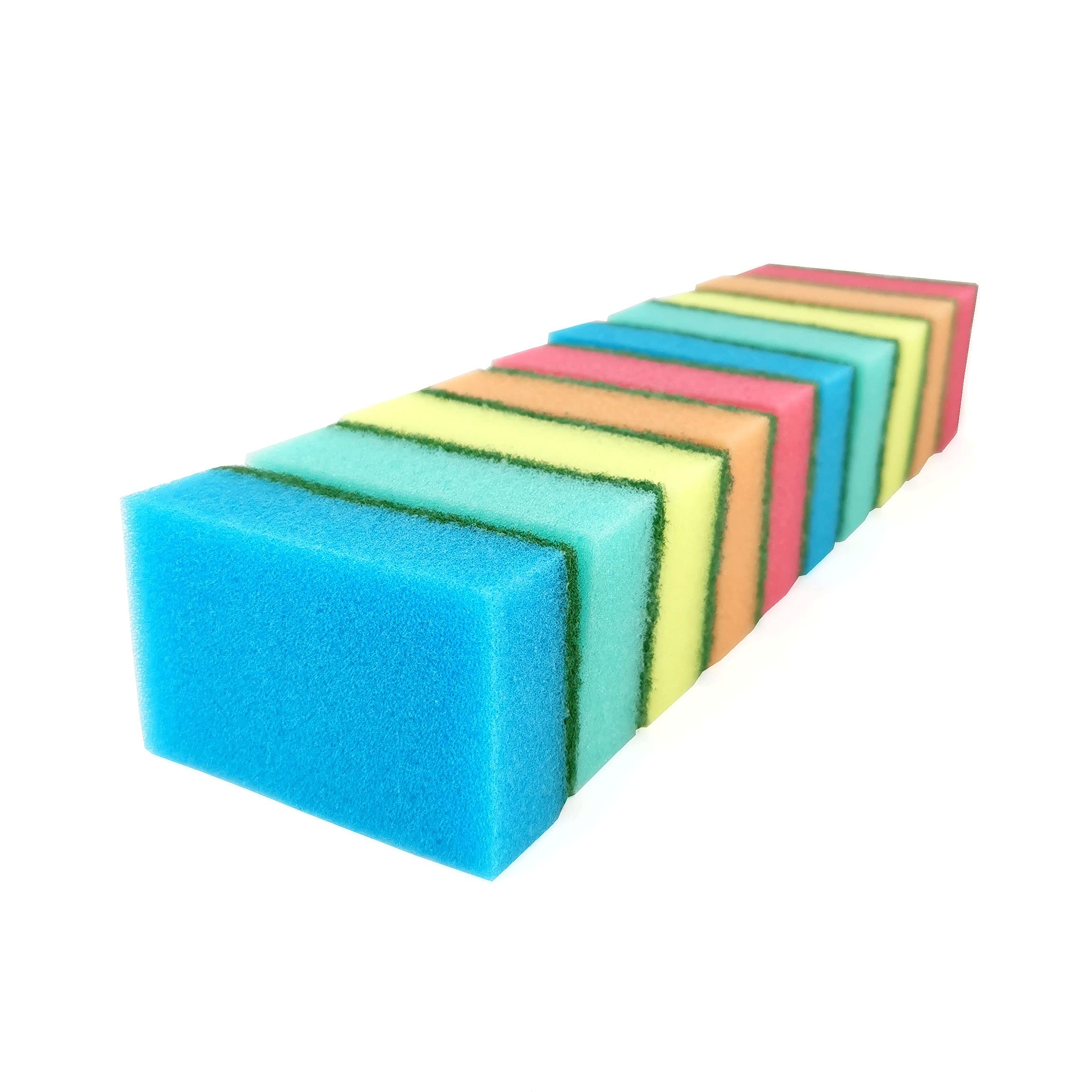 IDEA HOME Dishwashing Sponge - Dual-Sided Cleaning | Pack of 10 | Multicolor 6