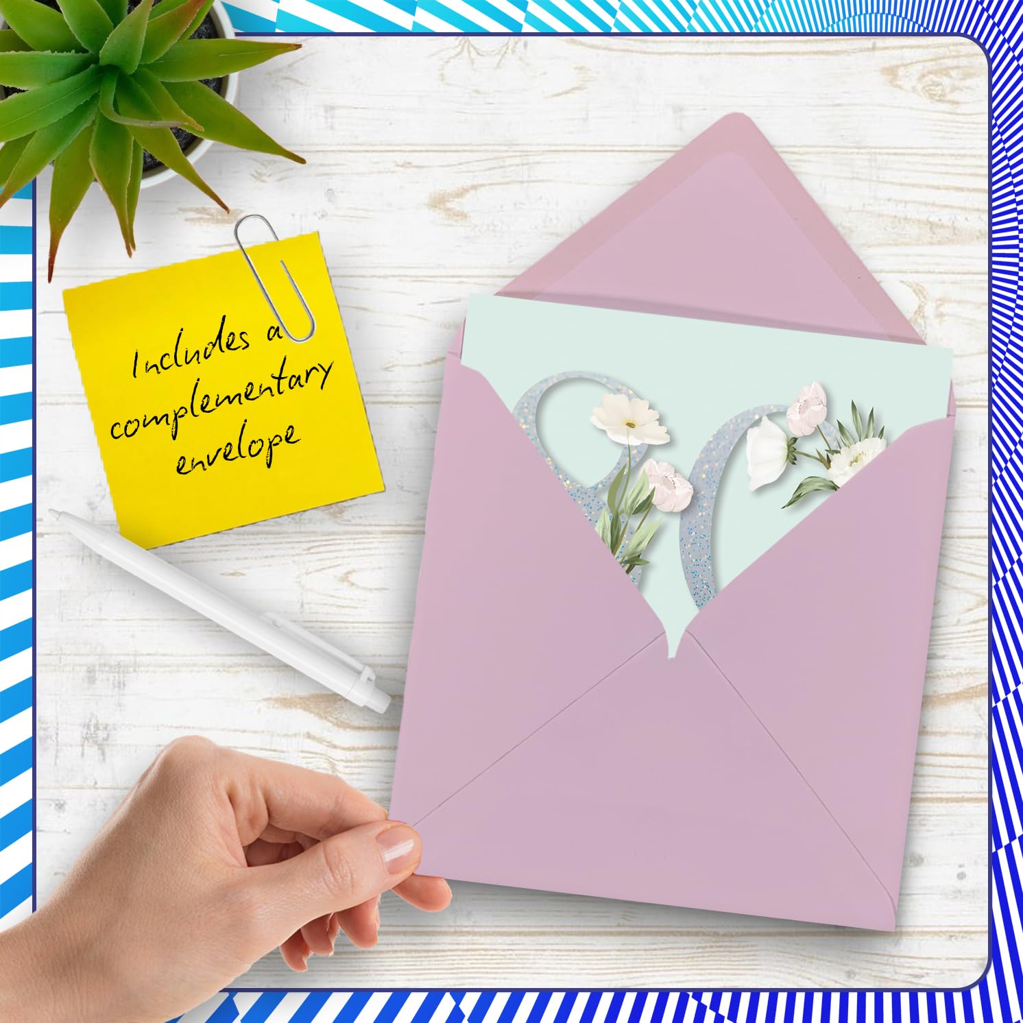 Stuff4 80th Birthday Card for Women - Fancy Floral Flowers | 145mm Square | Blank Inside 5