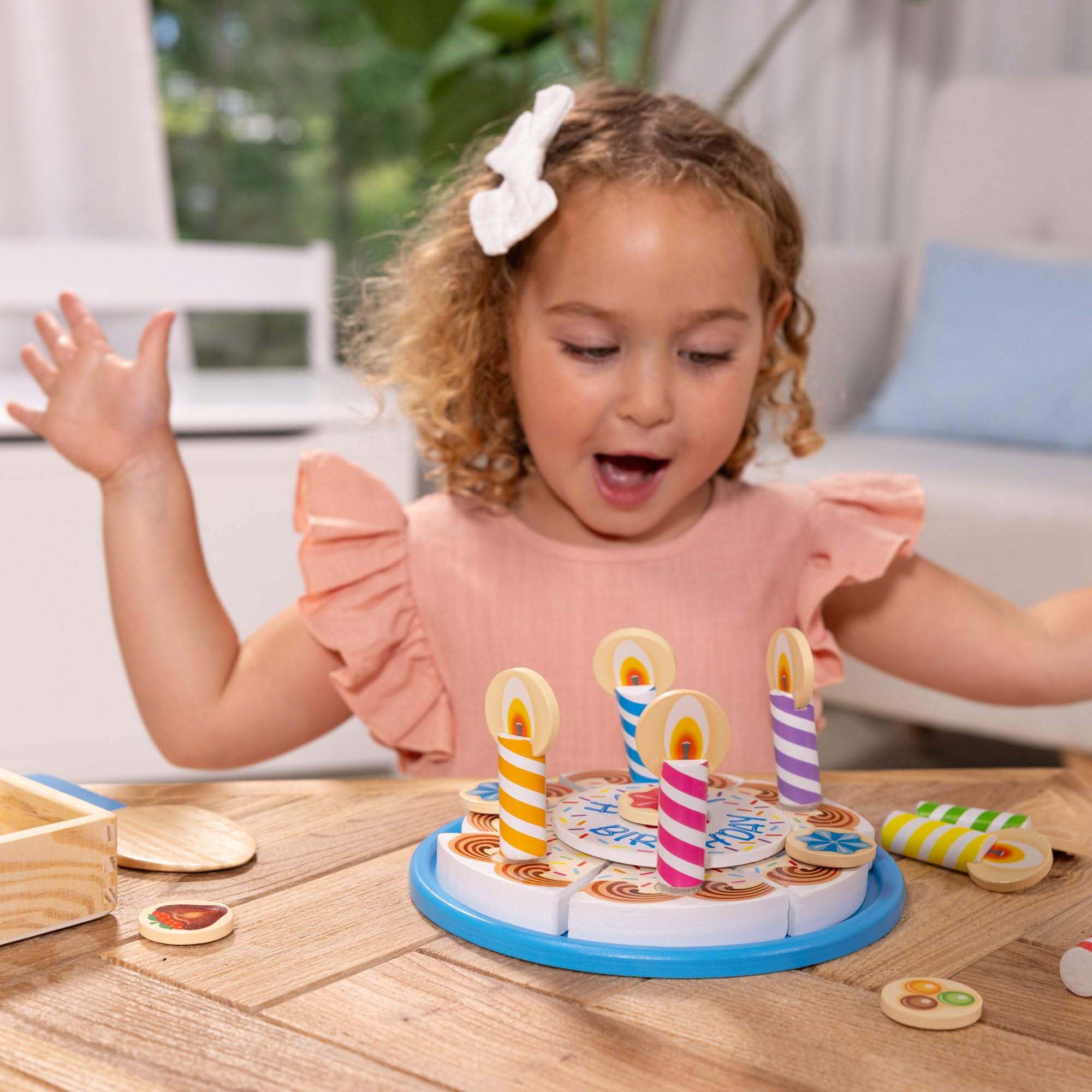 Melissa & Doug Wooden Birthday Cake Play Food Toy for Kids Ages 3-6 | 20 Pieces