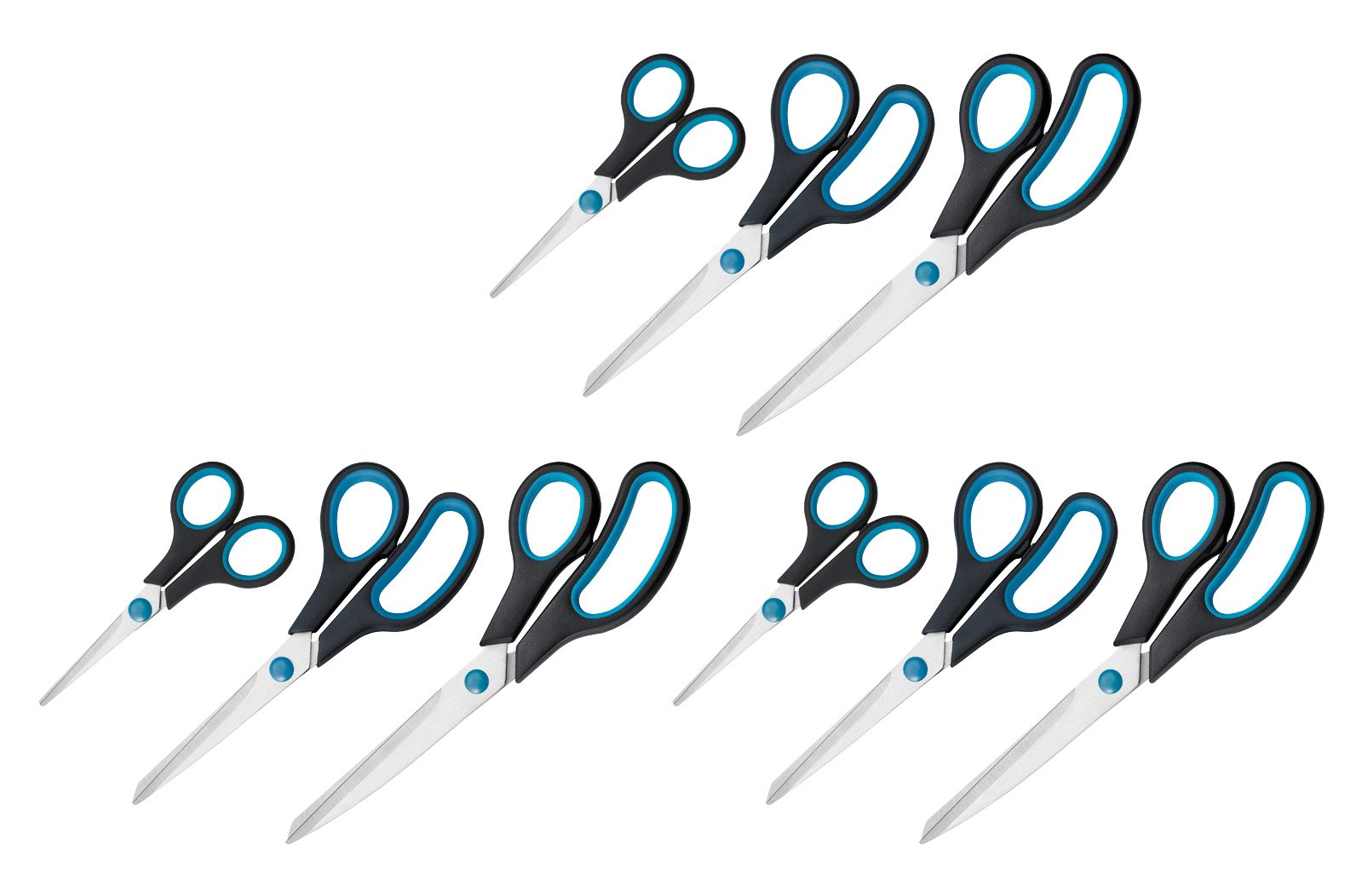 Westcott Easy Grip Scissors Set N-90027 00-I | 3 Piece Set | 13, 21, 25 cm | Stainless Steel