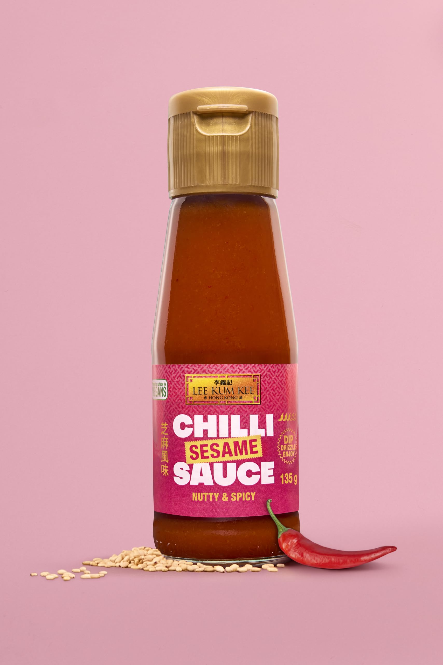 Lee Kum Kee Chilisaucen-Set – 3er-Pack (Yuzu 140 g, Sesam 135 g, Makrut-Limettenblatt 135 g) 4