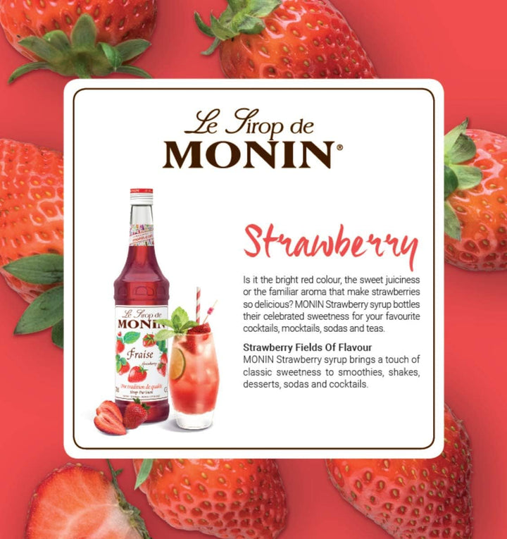 Monin Strawberry Syrup 700 ml - Premium Fruit Syrup for Beverages