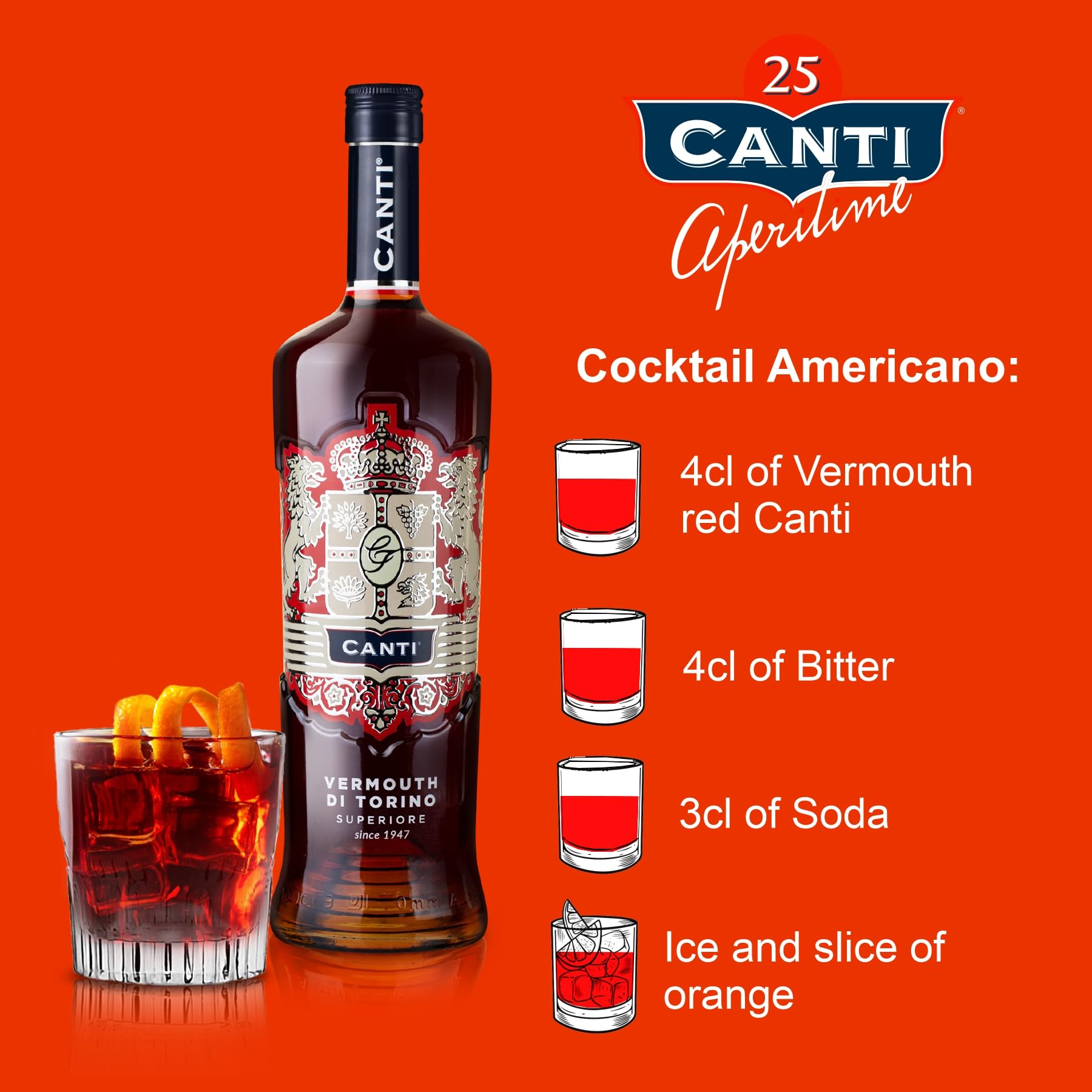 Canti - Superior Red Vermouth from Turin 18% (750ml) 9