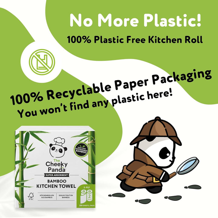 The Cheeky Panda - Bamboo Kitchen Roll 2 Pack | 200 Super Strong Sheets