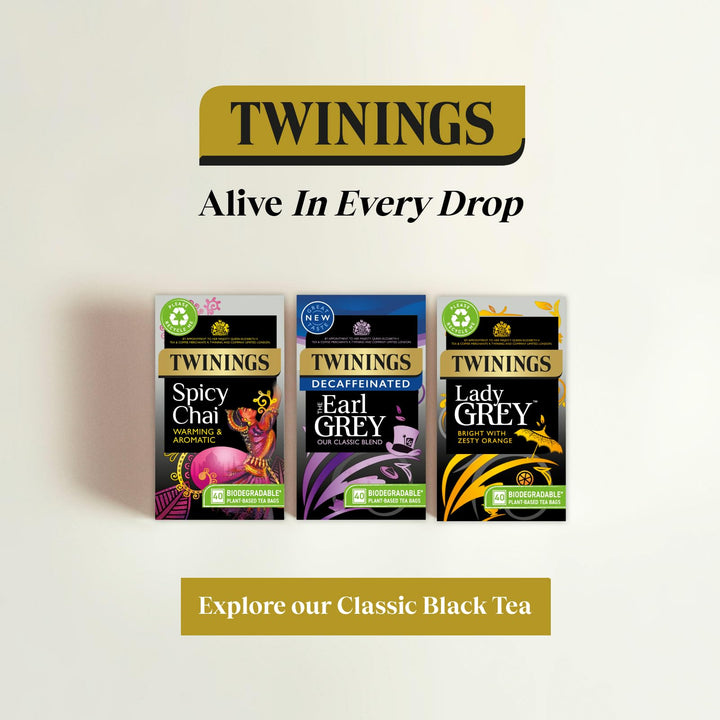 Twinings Earl Grey Bergamot & Lemon Flavoured Decaffeinated Black Tea Blend – 40 Tea Bags