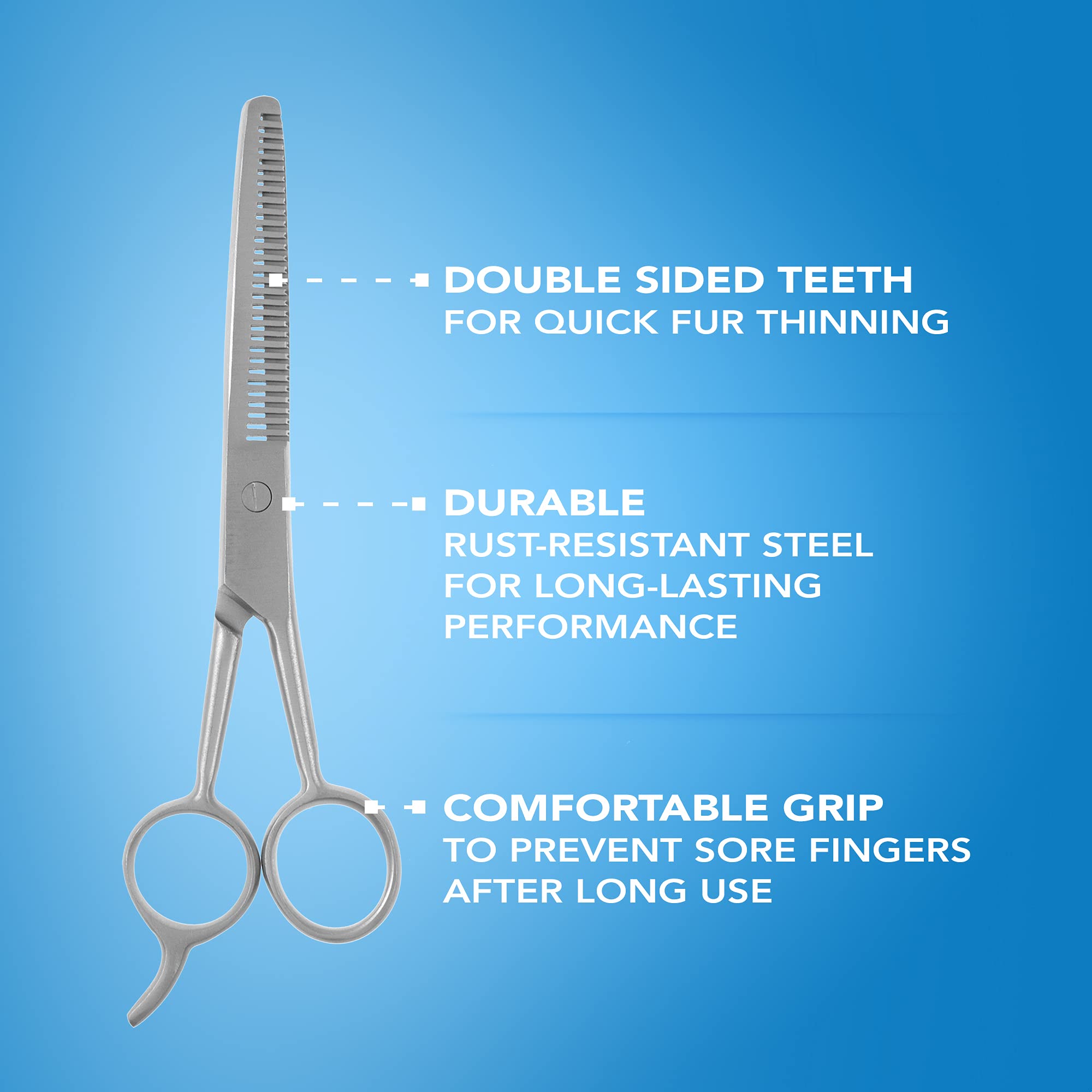 Wahl Steel Thinning Scissors 6.5 Inch | Professional Pet Grooming Shears for Thick Coats