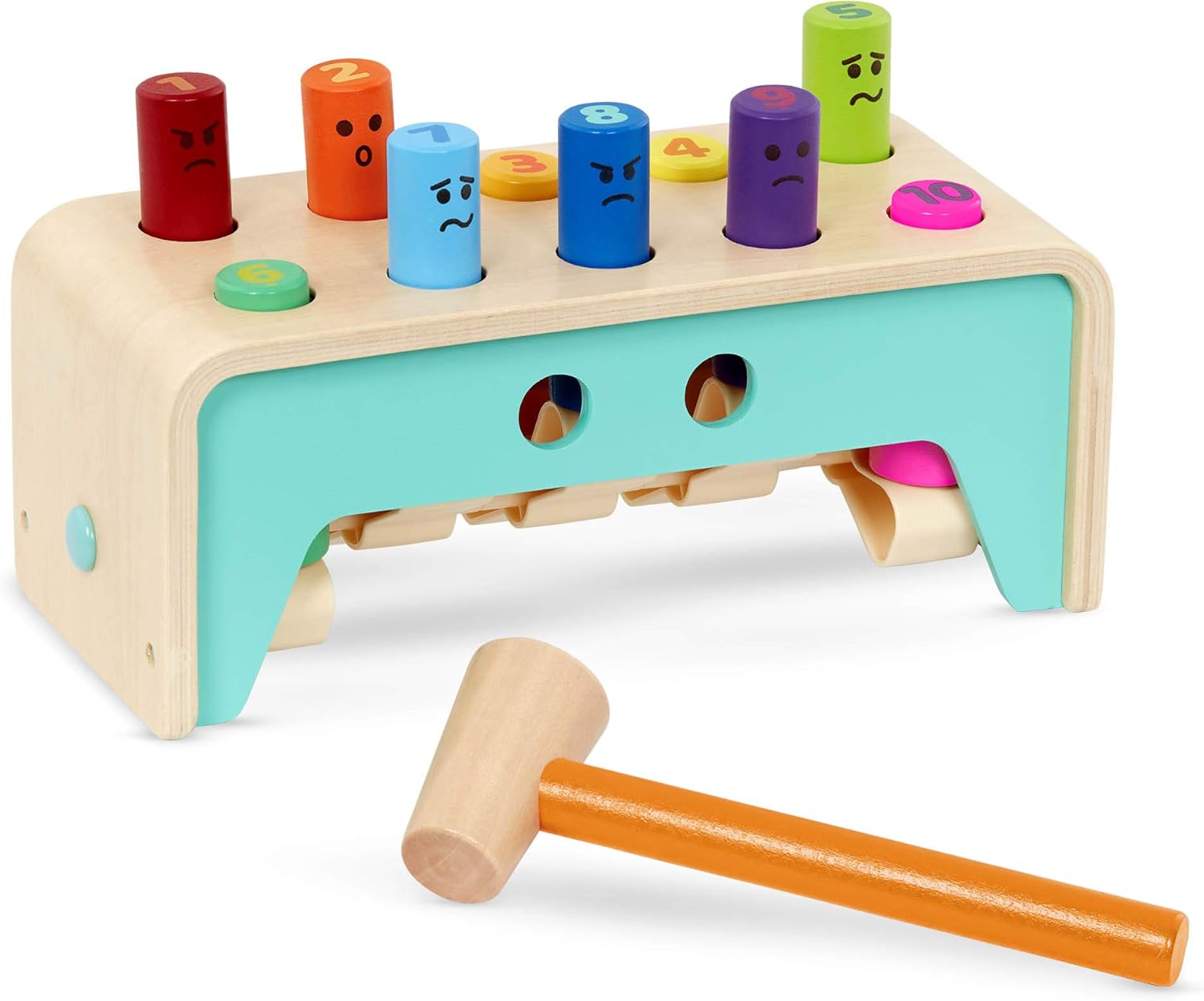 Battat Wooden Pounding Bench Toy - Hammering Pegs Playset for Toddlers 12 Months+