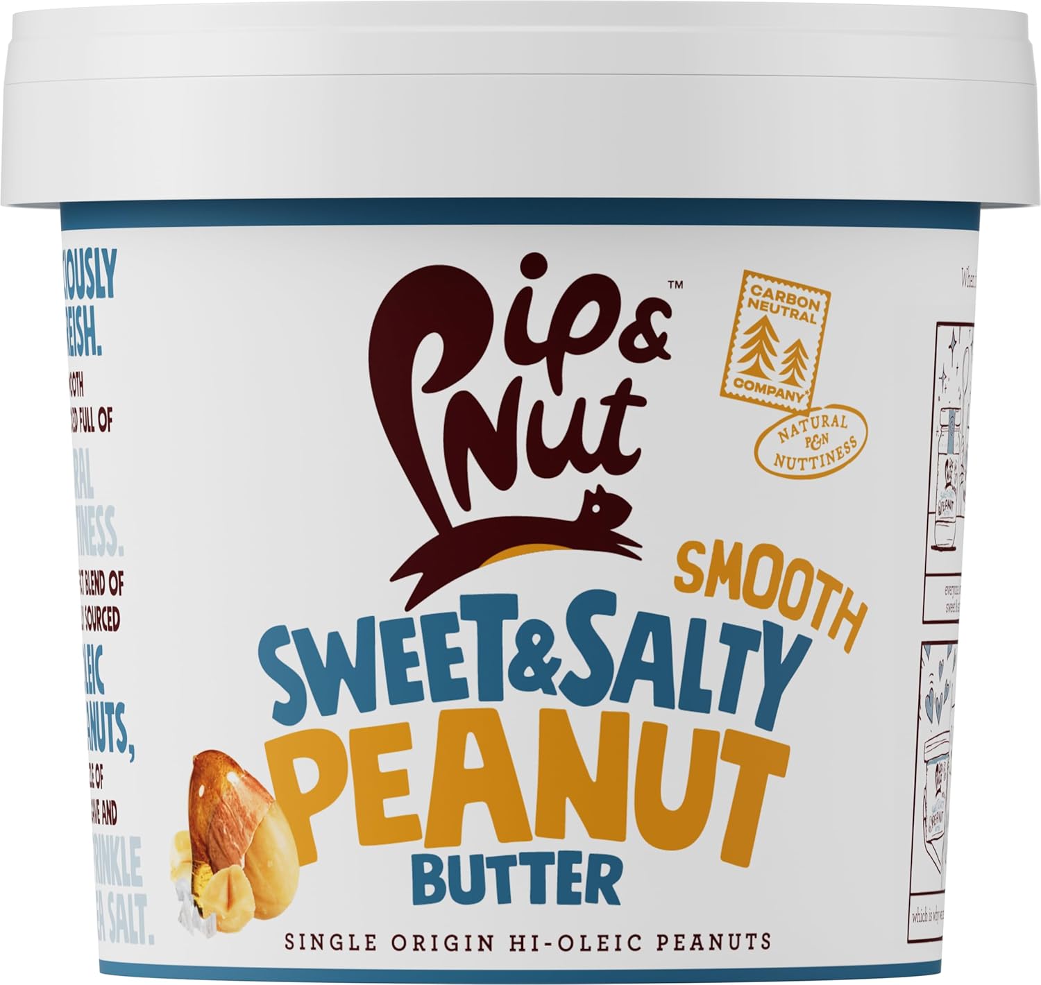 Pip &amp; Nut Süße &amp; Salzige, glatte Erdnussbutter (1 kg) – Ohne Palmöl, natürlicher Nussaufstrich