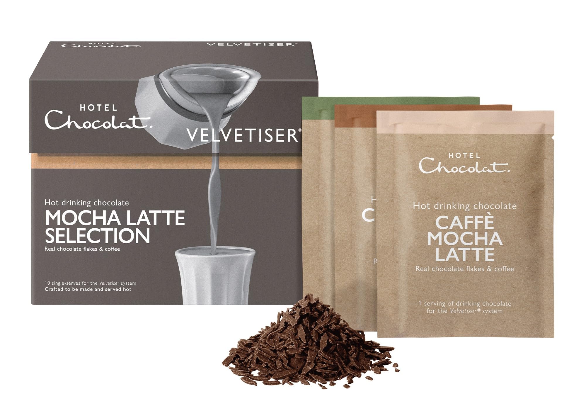 Hotel Chocolat Mocha Latte Selection - Caffè, Caramel, Hazelnut, Chocolate Flavours - 10 Sachets 1