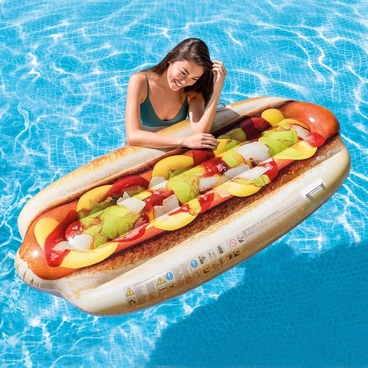 Intex Inflatable Giant Hotdog Lounger - Fun Pool Float for Ages 15+