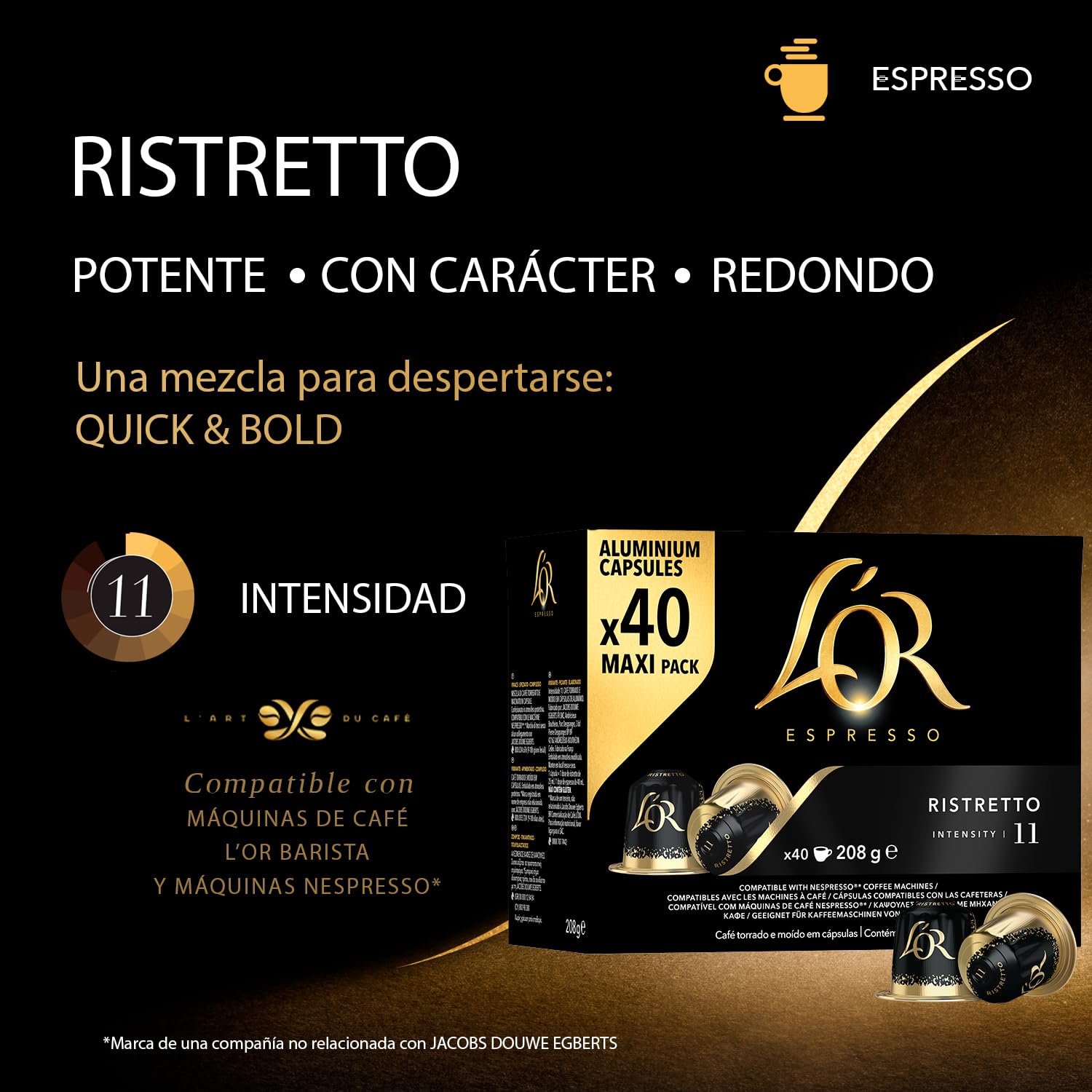 L'OR Espresso Ristretto Coffee Pods - Intensity 11, Ginger & Cardamom | 200 Count