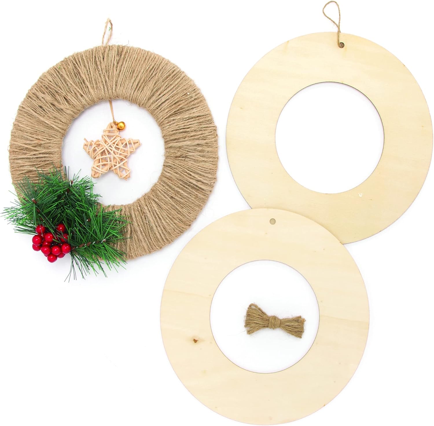 Baker Ross FE907 Large Wooden Wreath Blanks - Pack of 6 Craft Kits for Kids 1