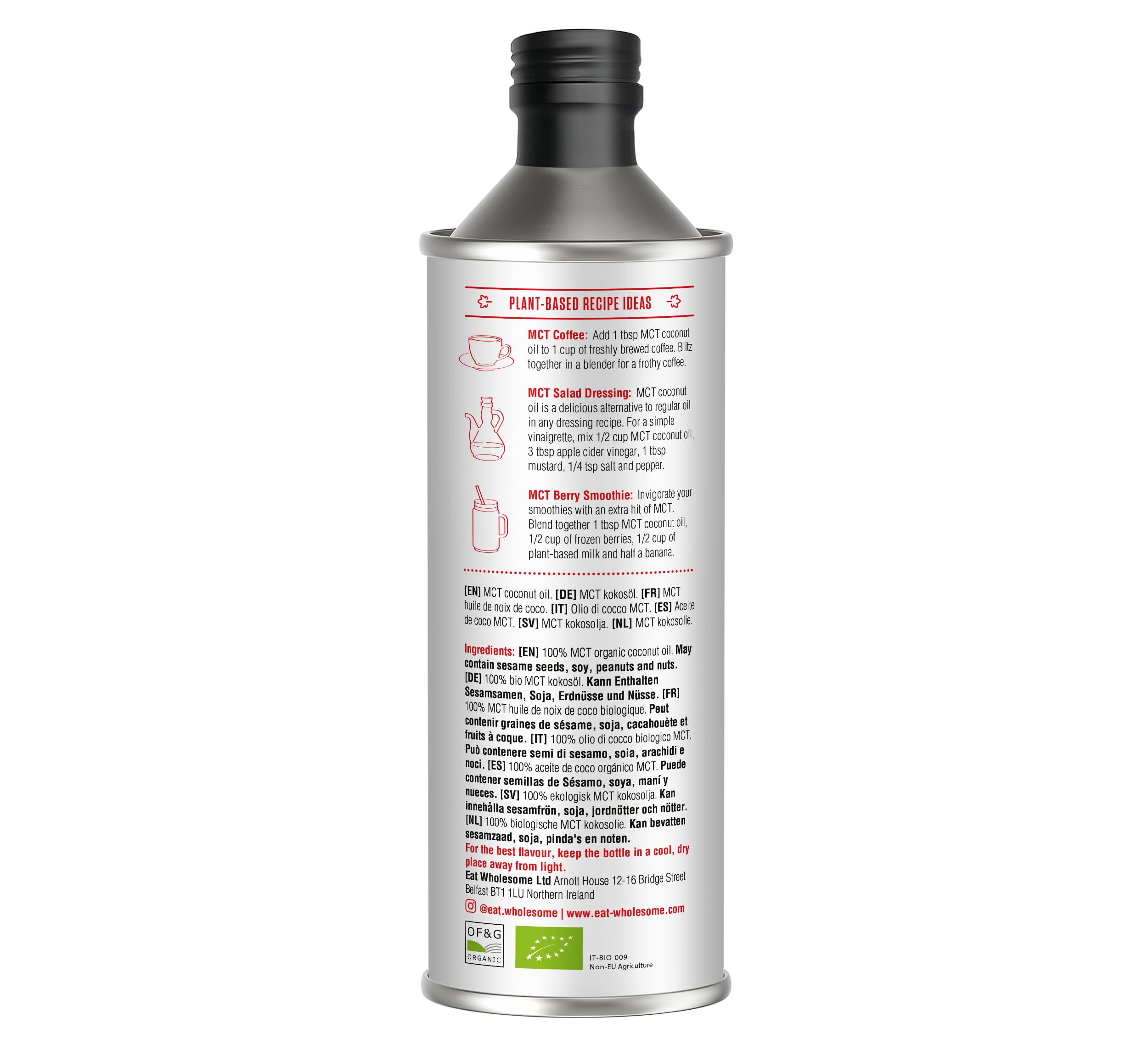 Eat Wholesome Organic MCT Oil - 500ml, High C8 & C10, Keto Friendly, CO2 Neutral 3