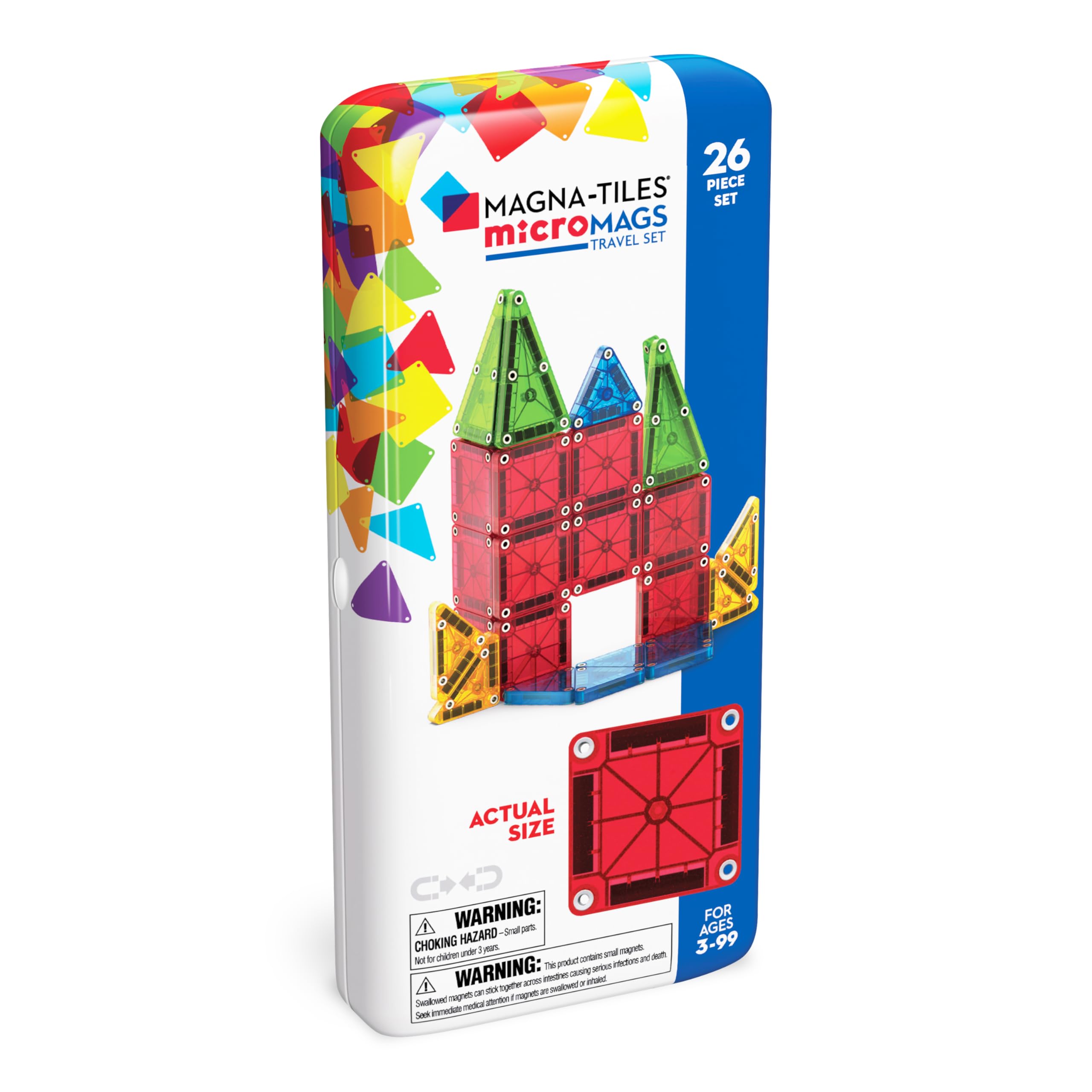 Magna-Tiles microMAGS 26-Piece Travel Magnetic Construction Set | Ages 3+ | Multi-coloured
