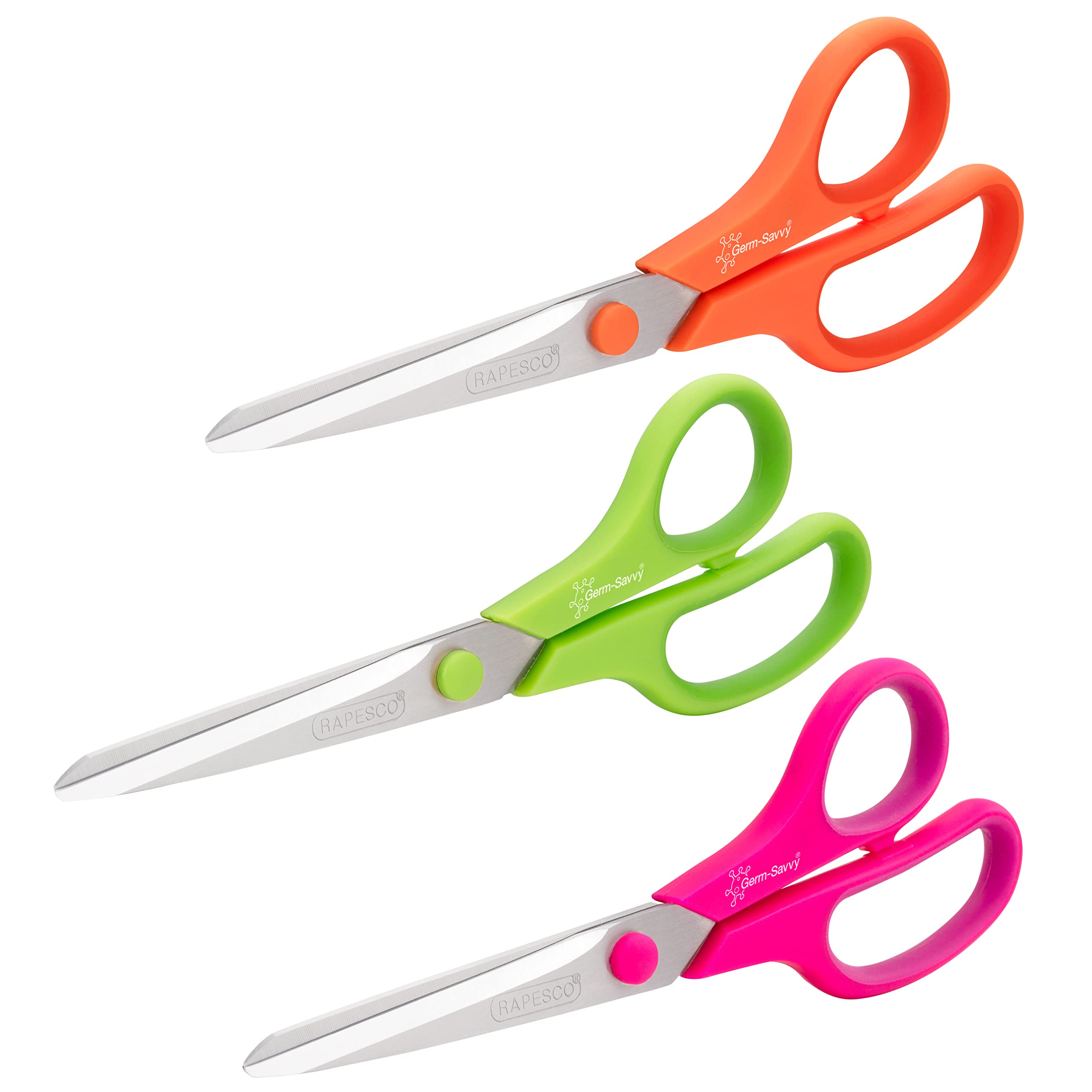 RAPESCO 1667 Germ-Savvy Antibacterial Scissors - 21cm Titanium Blade, Soft Grip, Pack of 3 1