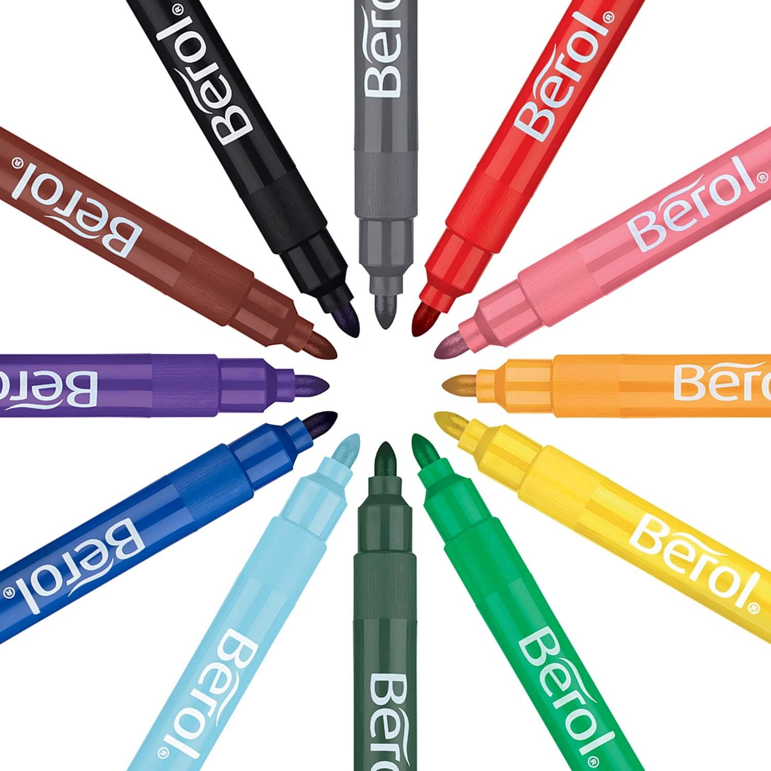 Berol Felt Tip Pens - Washable Broad Tip Markers for Kids, 42-Pack 9