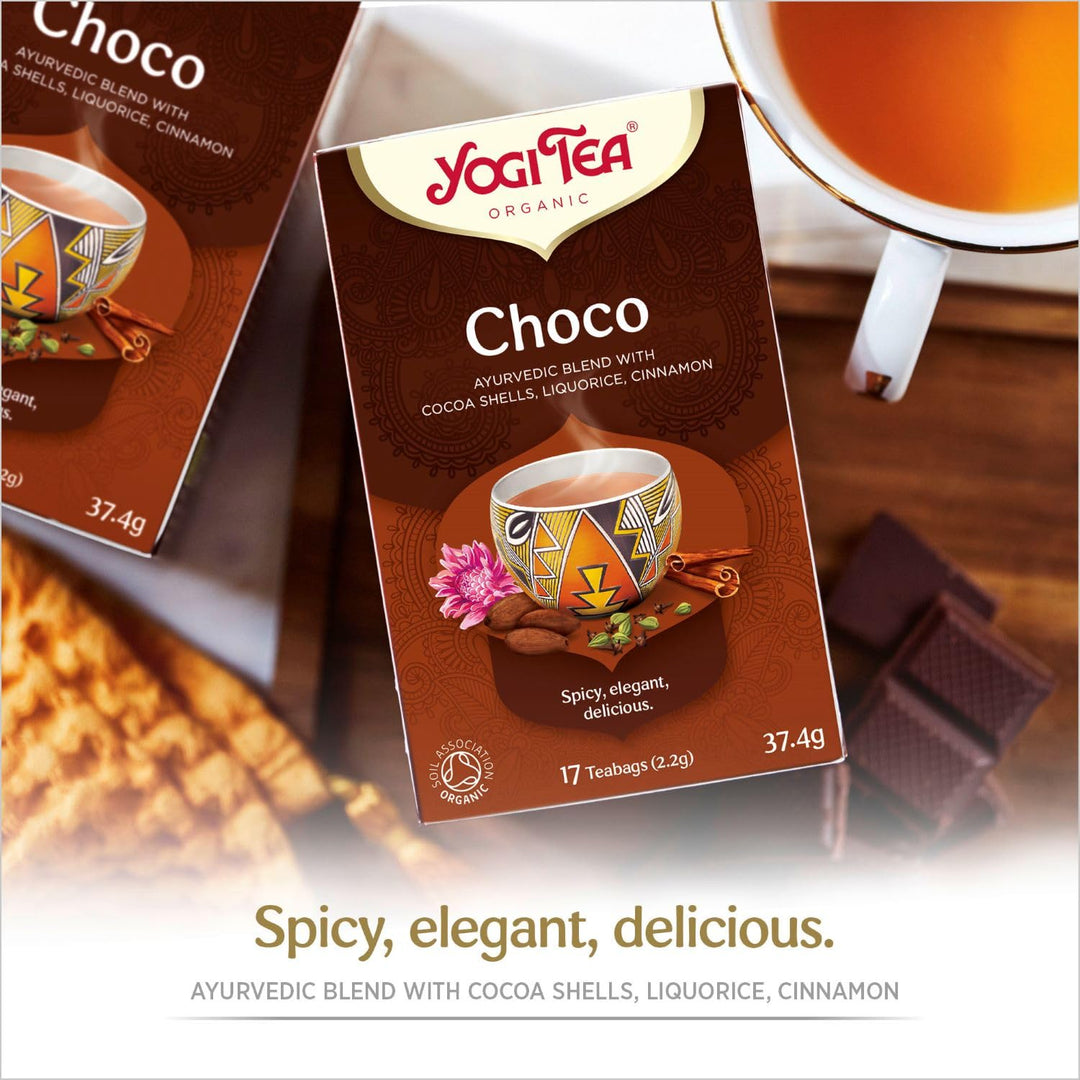 YOGI TEA - Choco Organic Spice and Herbal Tea, Chocolate Taste, Blend of Cocoa, Liquorice and Cinnamon, 102 Tea Bags (6 x 17)