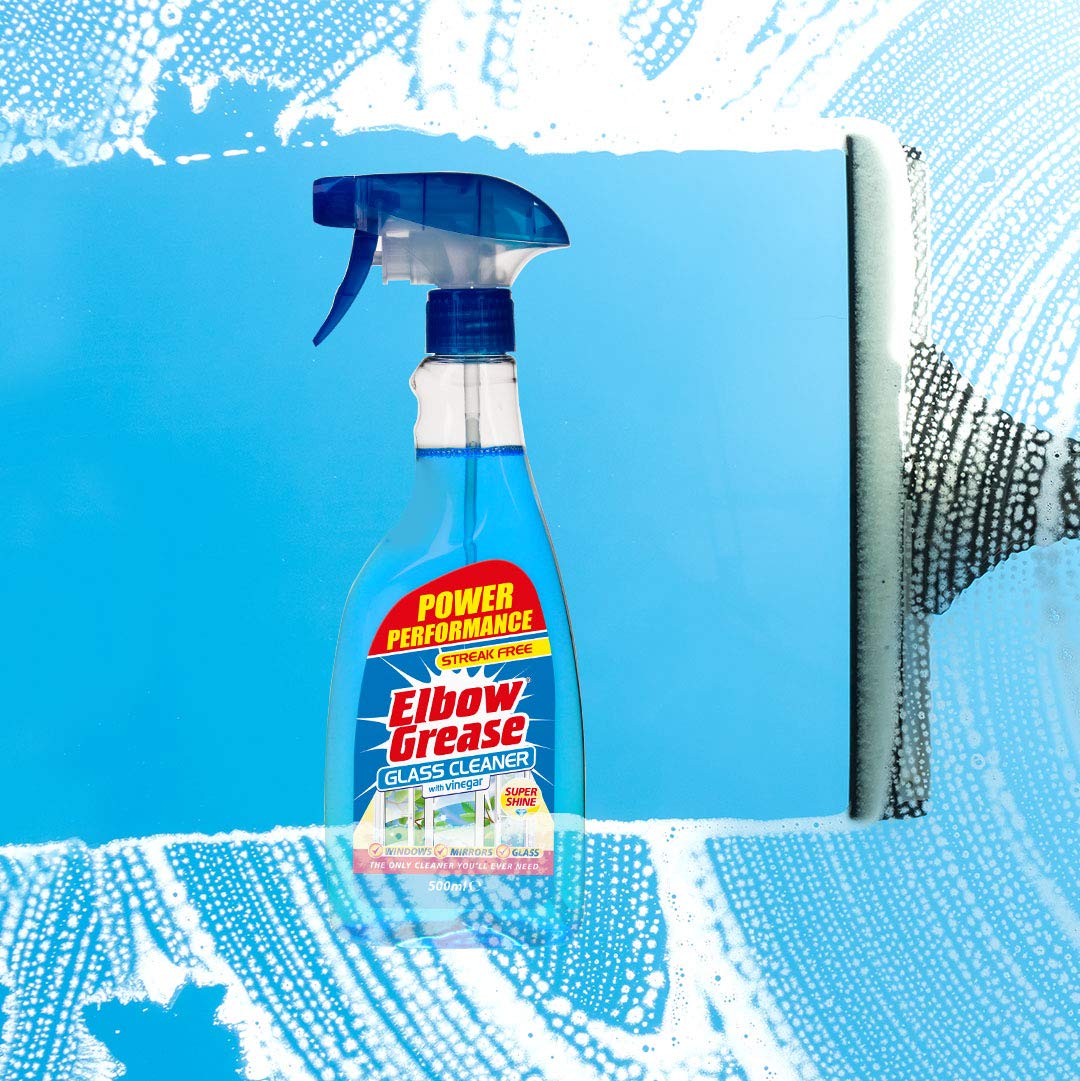 Elbow Grease Glass Cleaner with Vinegar - 500 ml Spray for Windows, Mirrors & Glass Surfaces