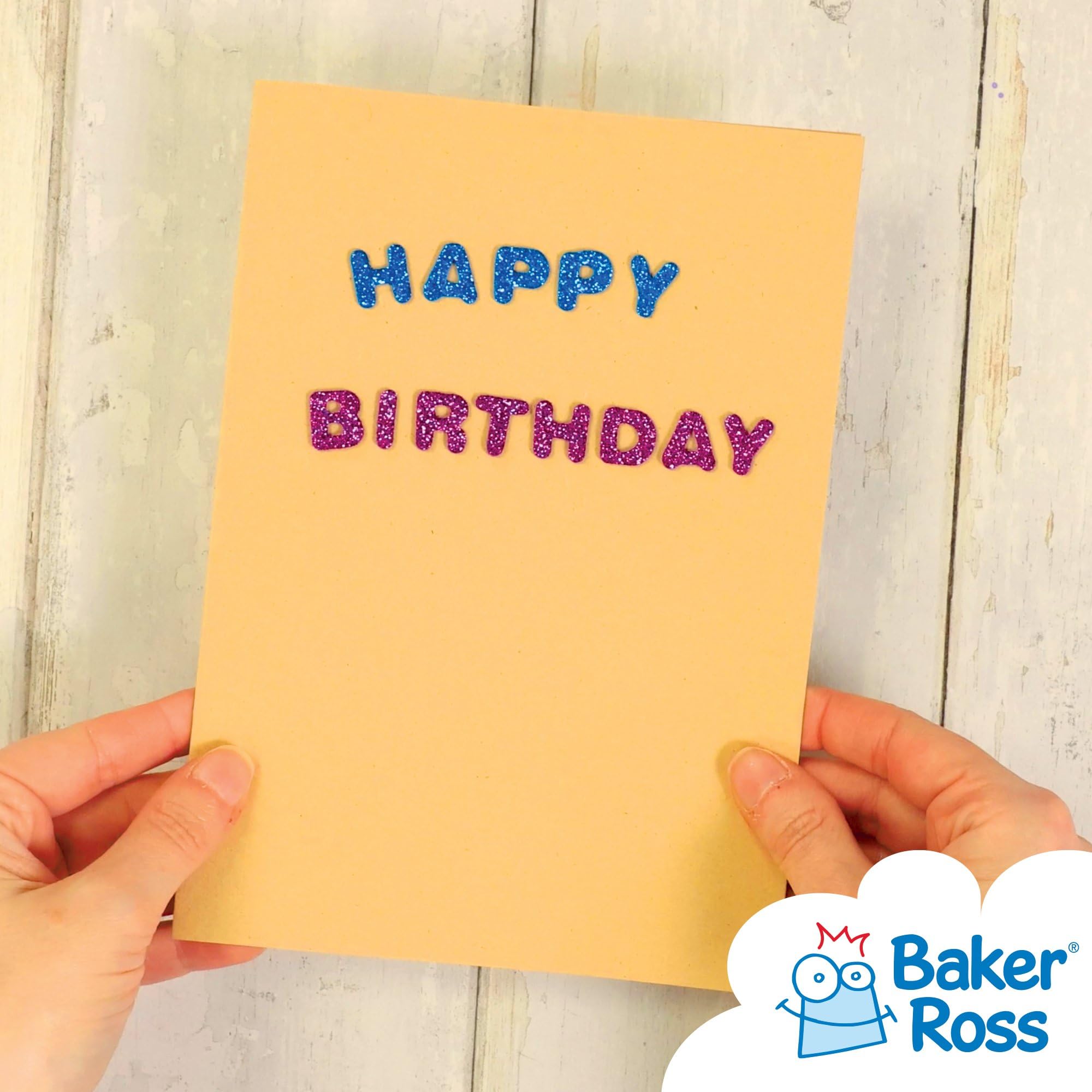 Baker Ross EX594 Glitter Letter Puffy Stickers - 850 Pack Self Adhesive Foam Shapes for Scrapbooking | 1cm-1.5cm 6