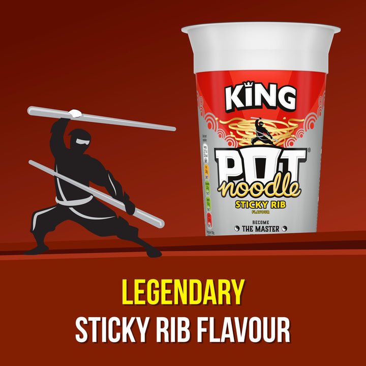 Pot Noodle King Sticky Rib Flavour Instant Noodles, 114g