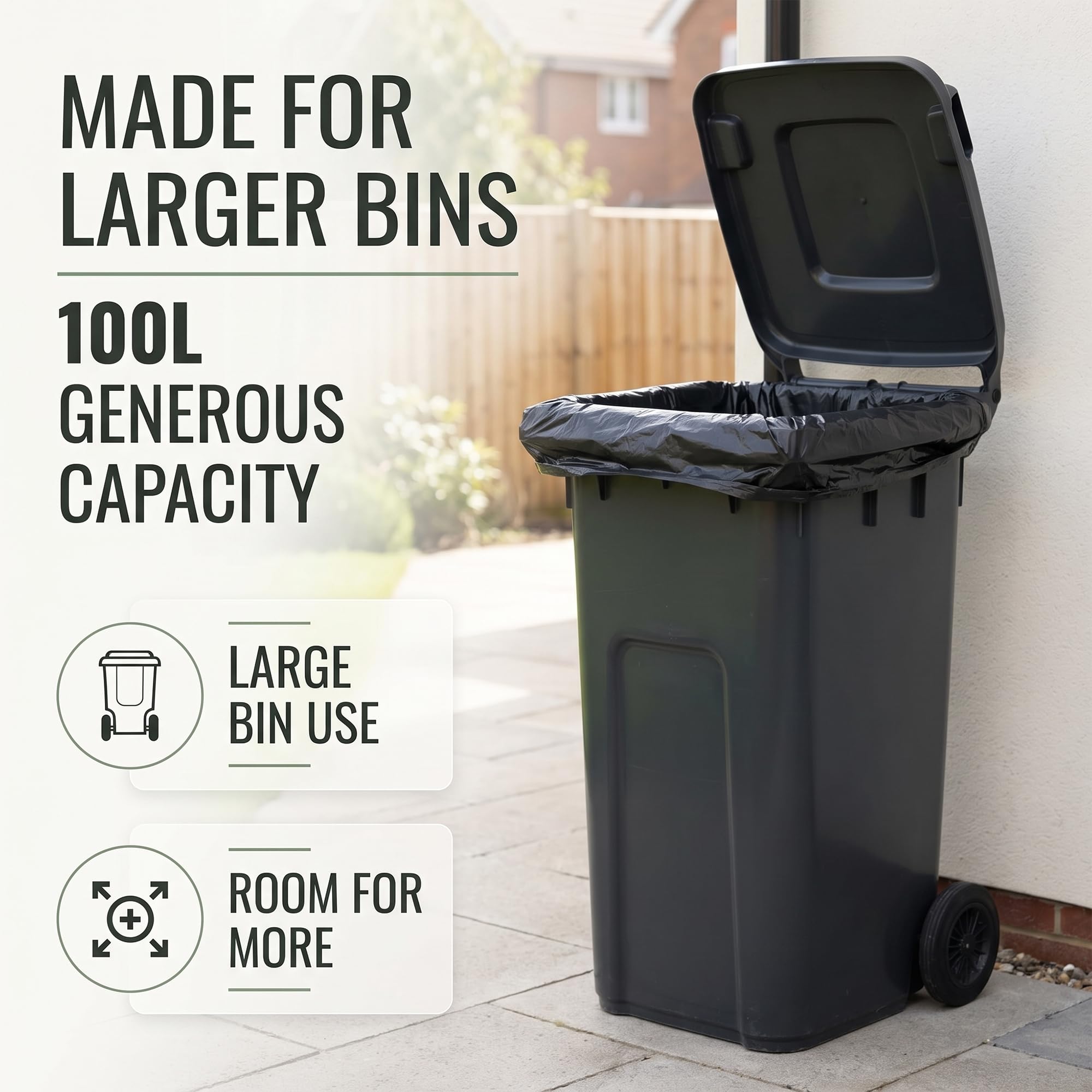 EasyBin 100L Bin Bags - 50 Count | Large Capacity | Durable Plastic