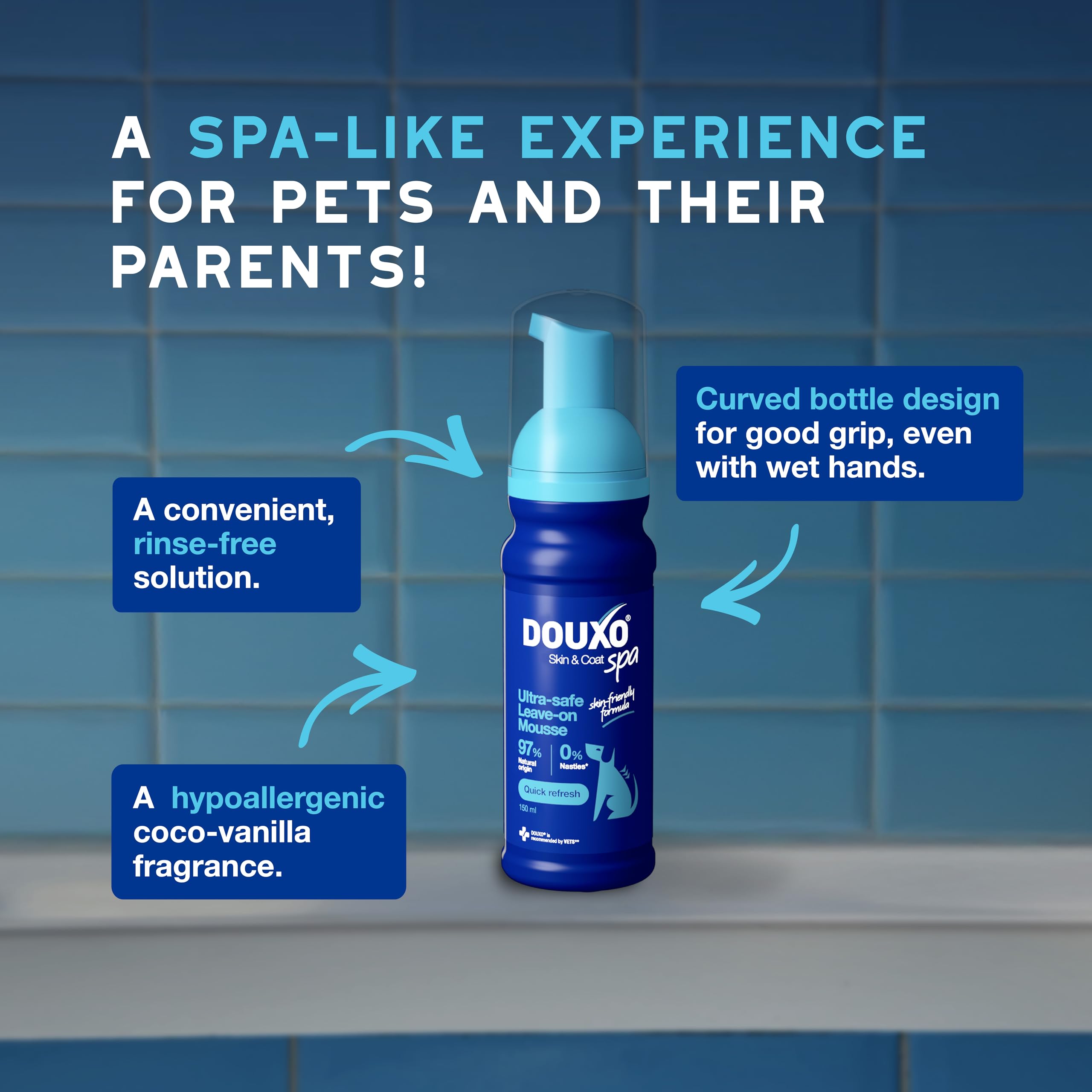 Douxo Skin & Coat SPA Quick Refresh Leave-on Mousse for Dogs - Waterless Cleansing, 150 ml 5