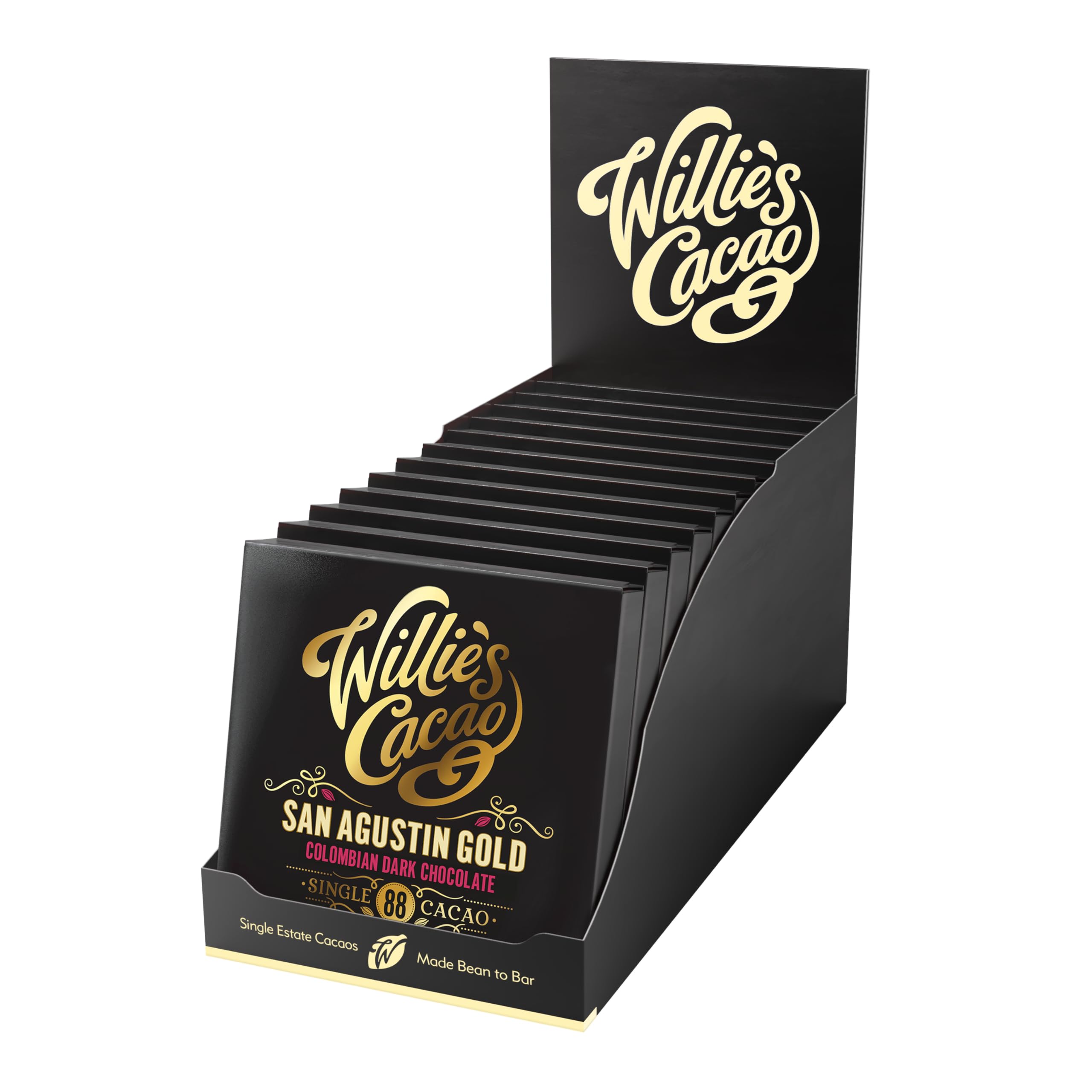 Willie's Cacao - 88% San Agustin Dark Chocolate Bar - 50g x 12 - Single Estate Colombian Cocoa - Vegan - Artisan Made 1