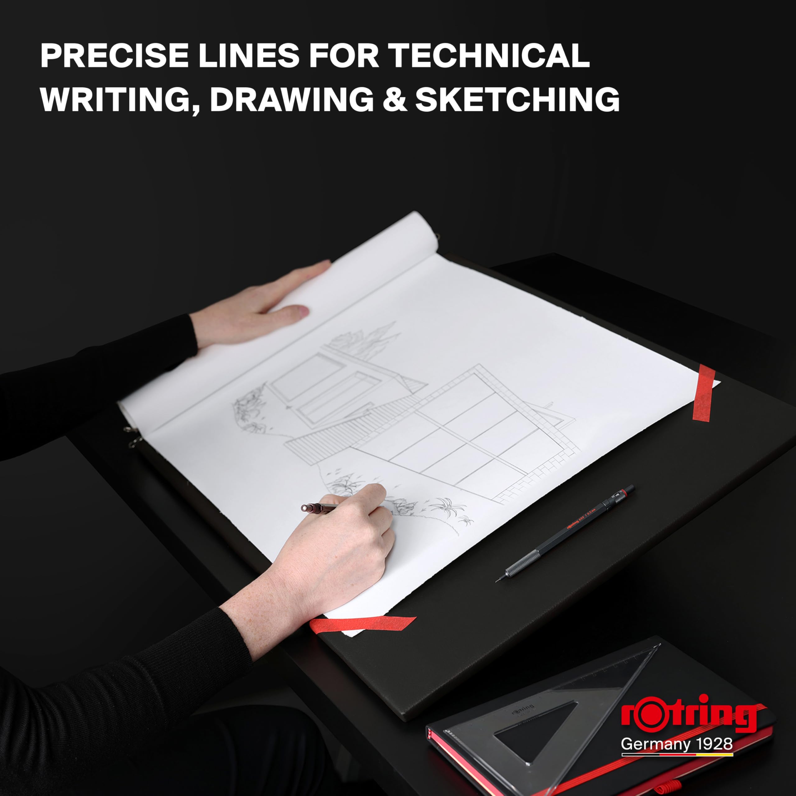 rOtring 600 Mechanical Pencil - 0.5mm HB Lead | All-Metal Body | Darkstone 3