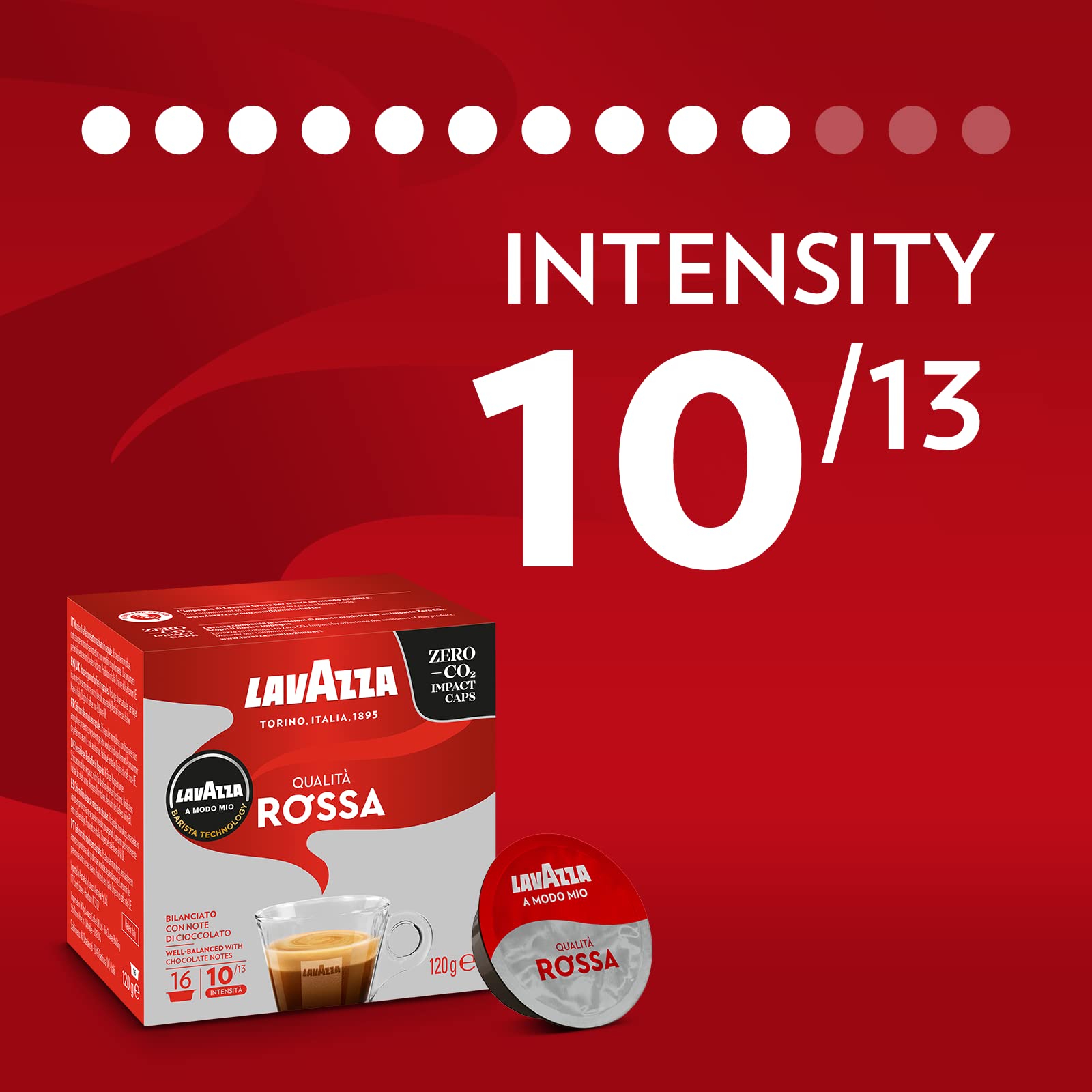 Lavazza A Modo Mio Qualita Rossa Coffee Capsules - 36 Count, Chocolate & Dried Fruit Notes, Medium Roast