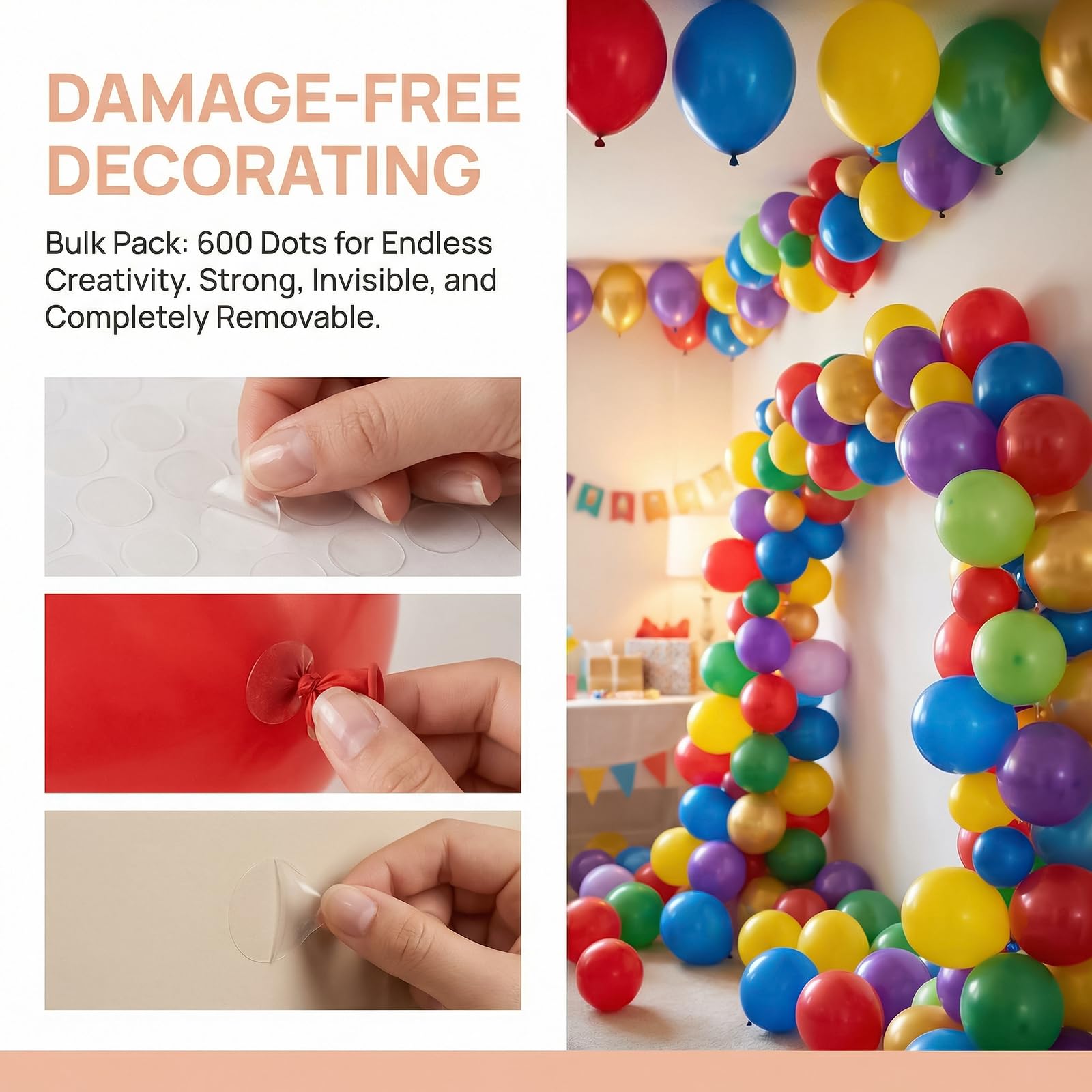 Admygo Double Sided Adhesive Dots - 600 Pcs, 10mm & 15mm Round Glue Dots | Removable 3