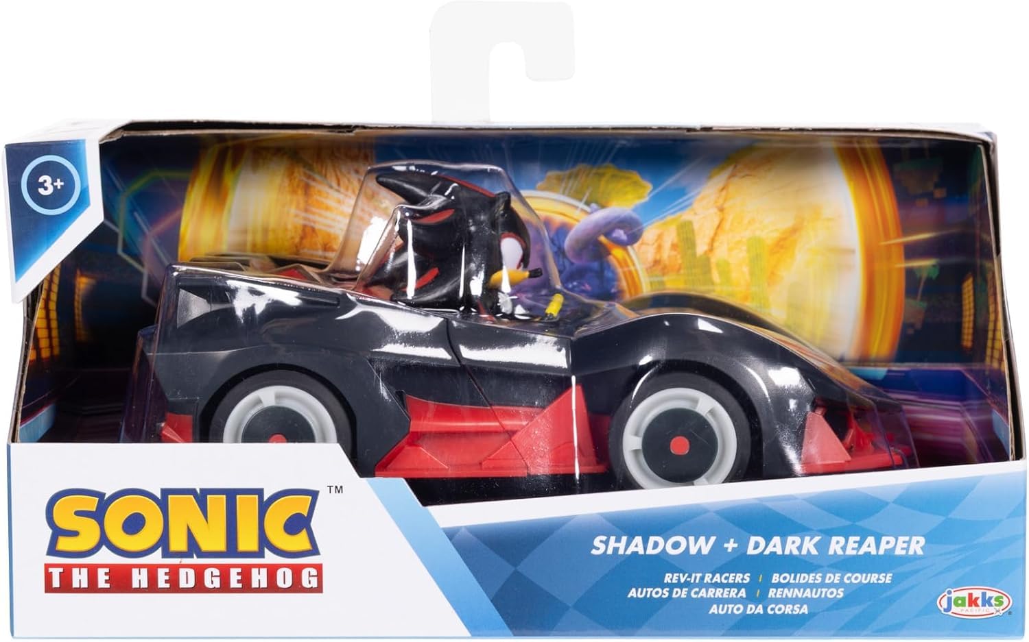 Sonic The Hedgehog Shadow & Dark Reaper Rev-It Racer - Includes Mini Shadow Figurine | No Batteries Required | Ages 3+ 3