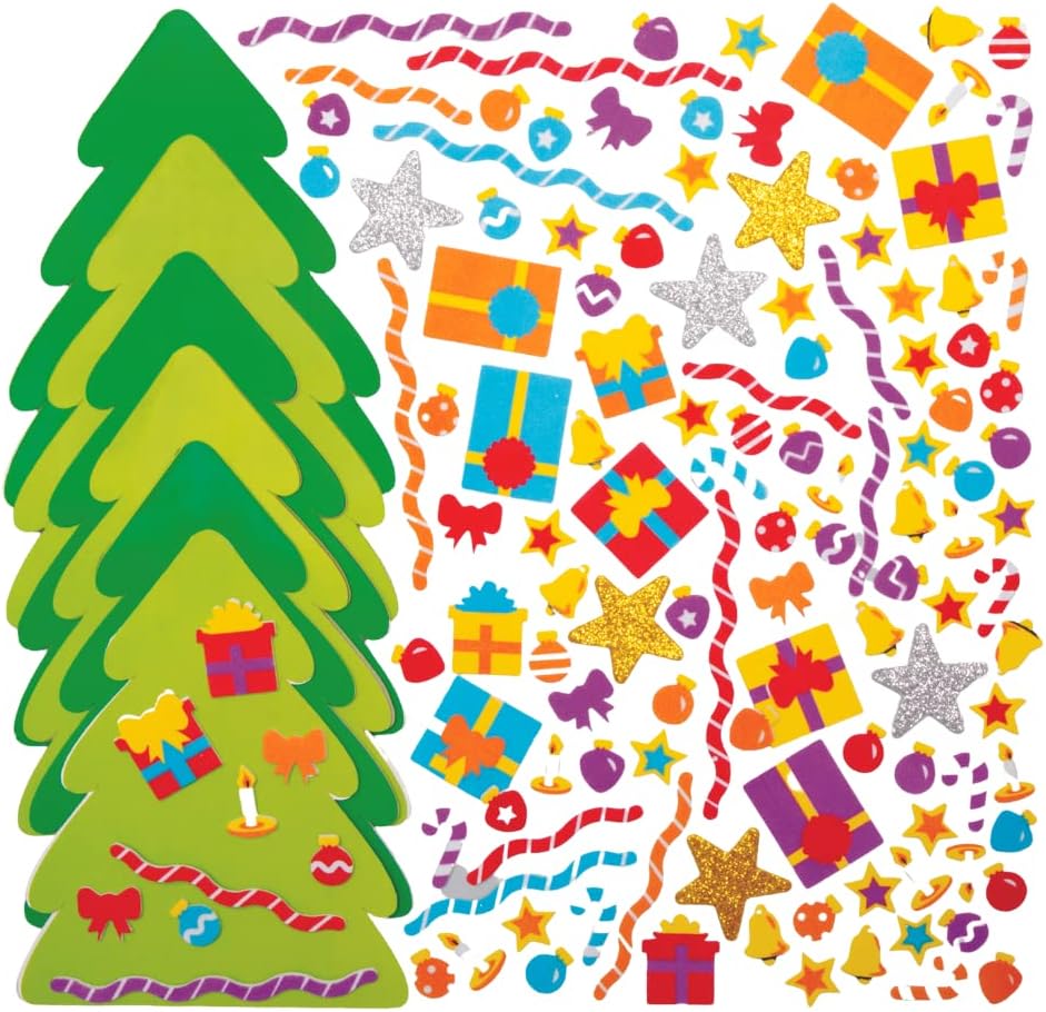 Baker Ross - AX594 Christmas Tree Mix & Match Card Kits (Pack of 6) 6