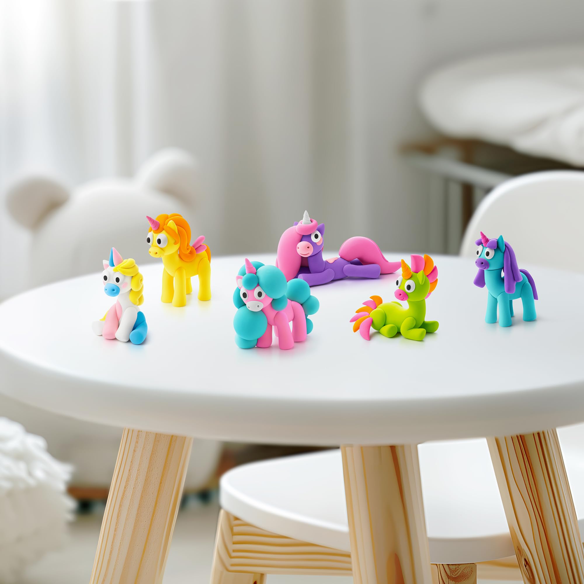 HEY CLAY Rainbow Unicorns Modelling Set - 6 Cans Air Dry Clay | Ages 3+ | Non-Toxic 7