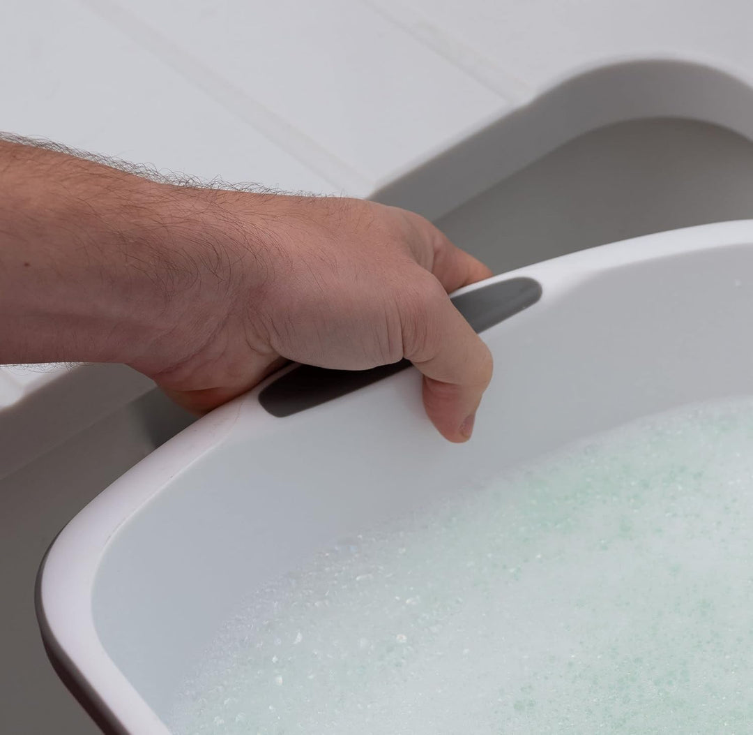 Addis - Premium Soft Grip Large Rectangular Washing Up Bowl, 9.5L, White & Grey
