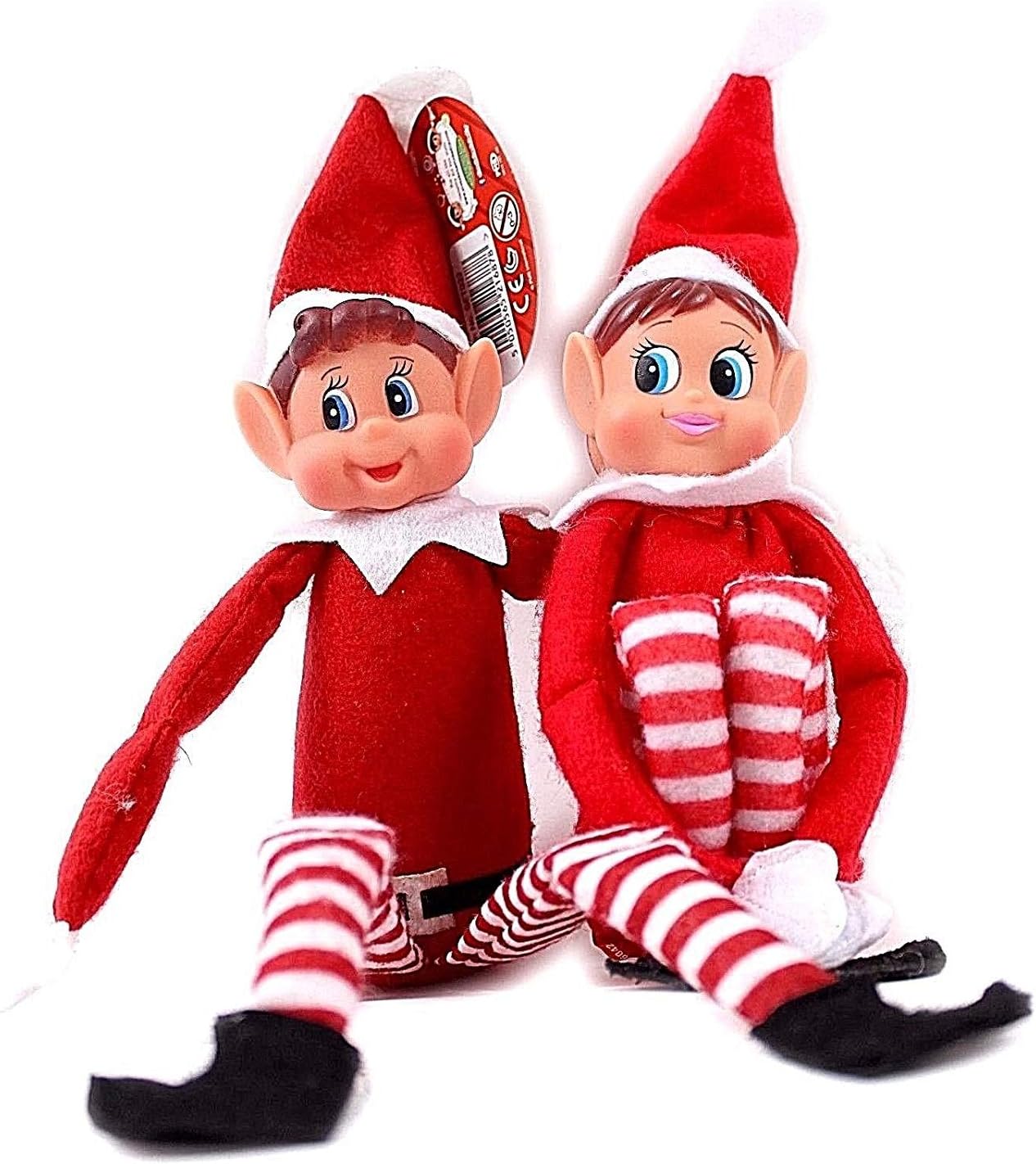 GLOW Elfie (Boy) and Elvie (Girl) Set - Naughty Christmas Elf Figures with Soft Body & Vinyl Face 7