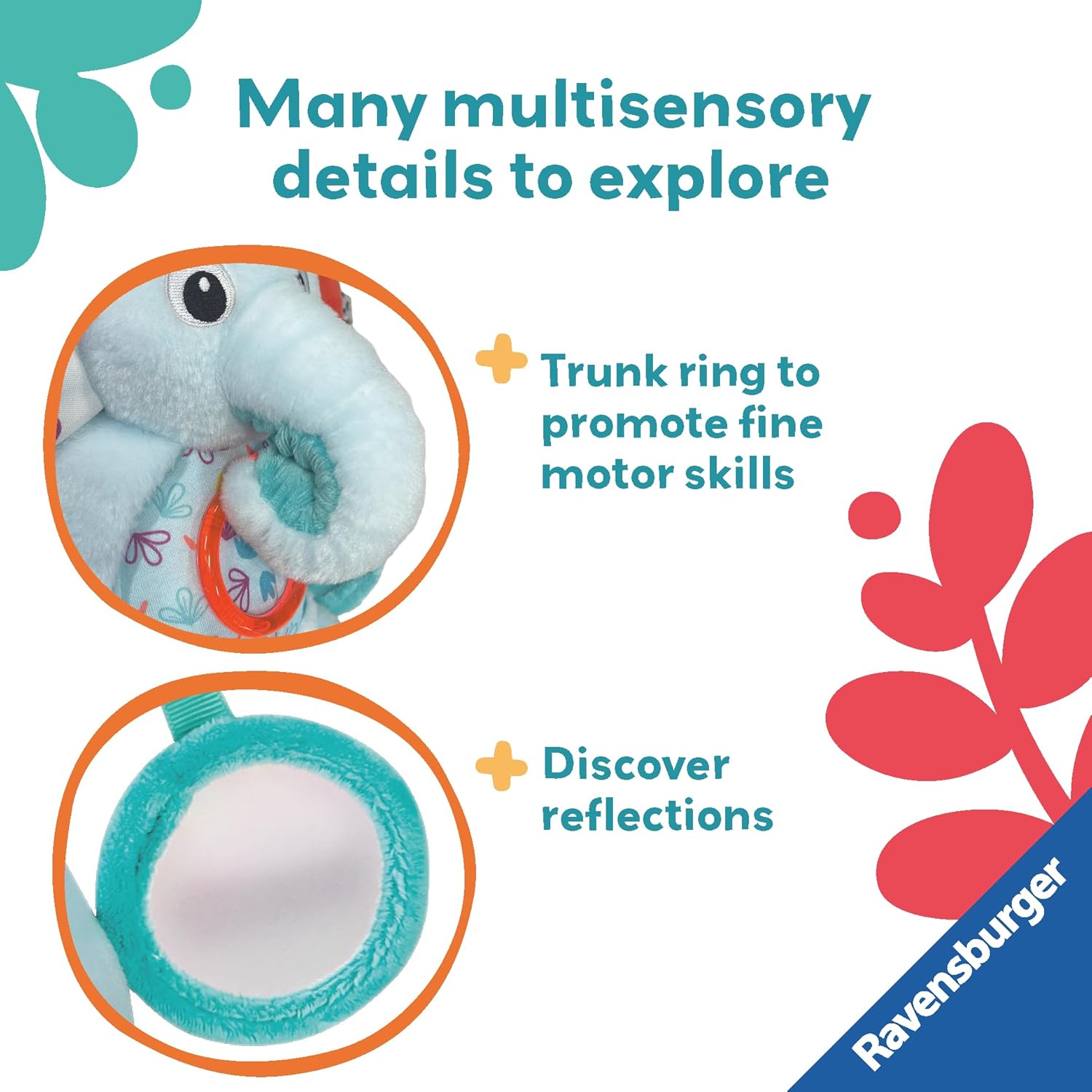 Ravensburger Explore & Play Elephant - Sensory Plush Toy for Babies 0 Months+