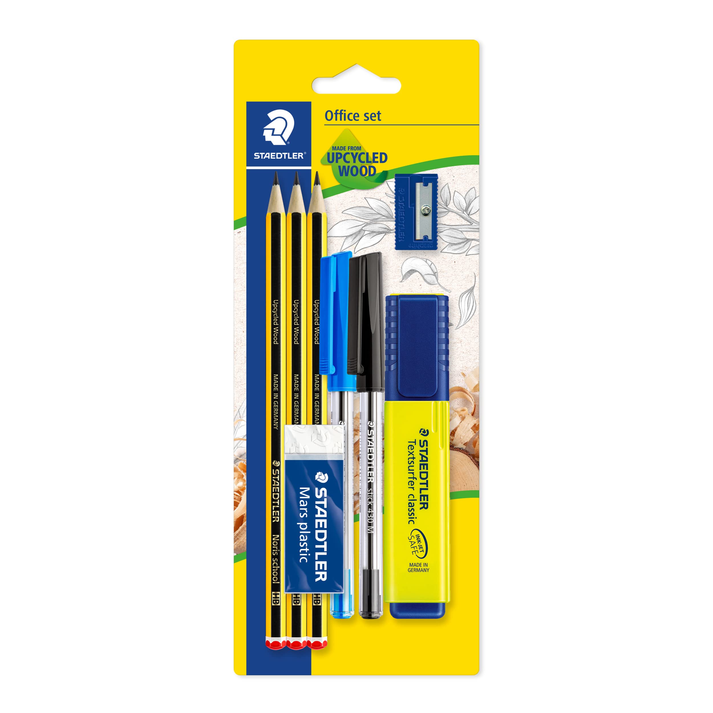 STAEDTLER 60 BK-4 Noris Office Set - 3 Pencils, 2 Ballpoints, Eraser, Highlighter & Sharpener