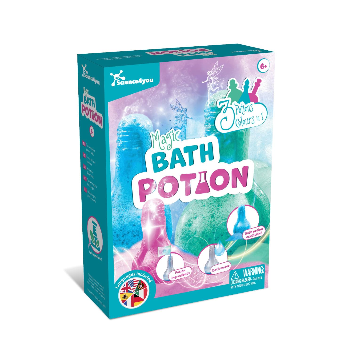 Science4you Bath Potions for Kids +6 – Makes 3 Colored Bath Bombs | STEAM Educational Toy