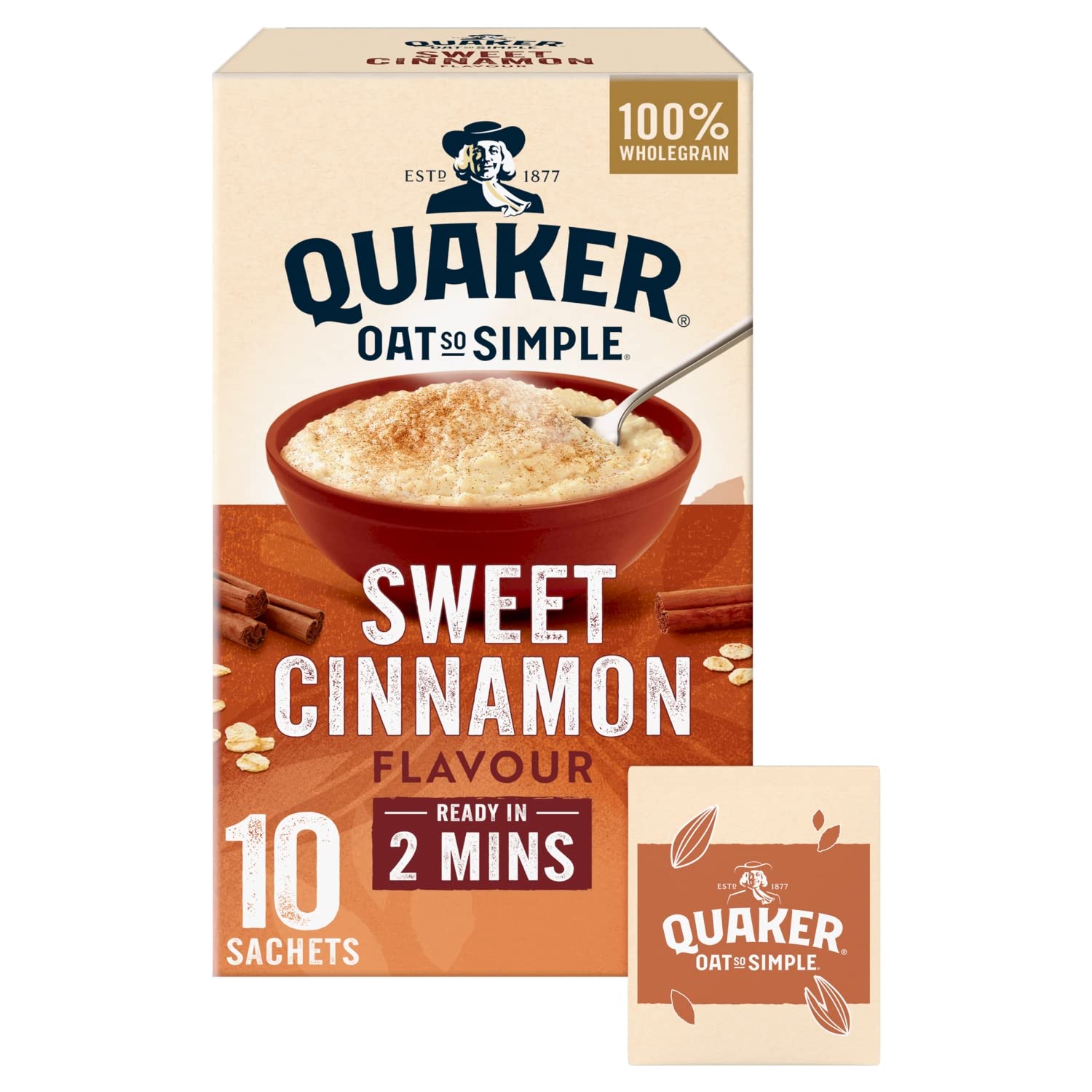 Quaker Oat So Simple Sweet Cinnamon Porridge - 10 Sachets x 33g | Reduces Cholesterol