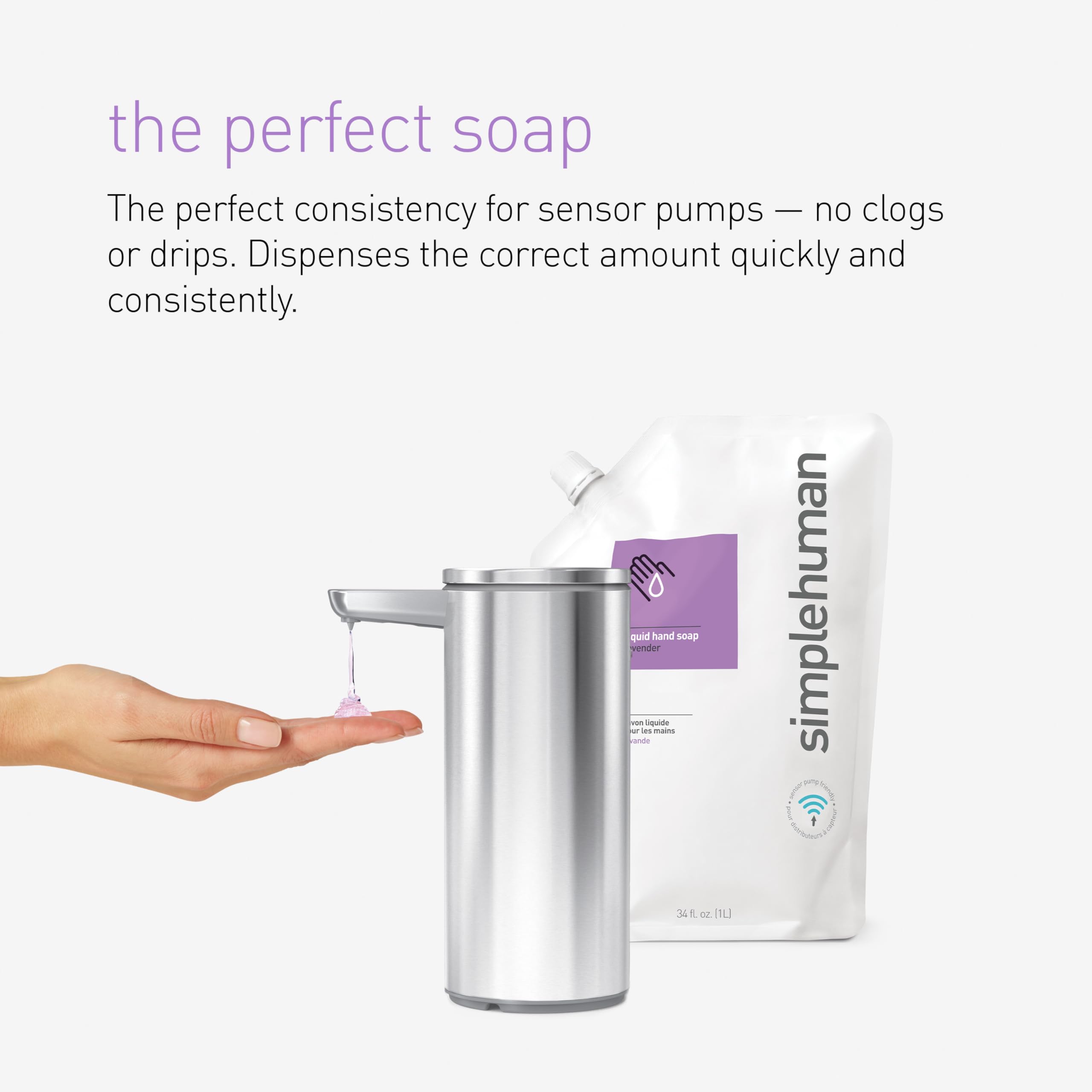simplehuman CT1023 Fragrance Free Hand Wash Liquid Soap - 1L Moisturizing, Biodegradable 5