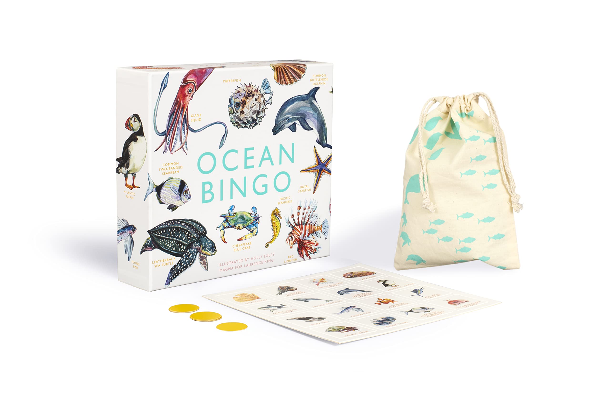 Laurence King Ocean Bingo - 64 Species Game | Ages 4-8 | Cardstock 5
