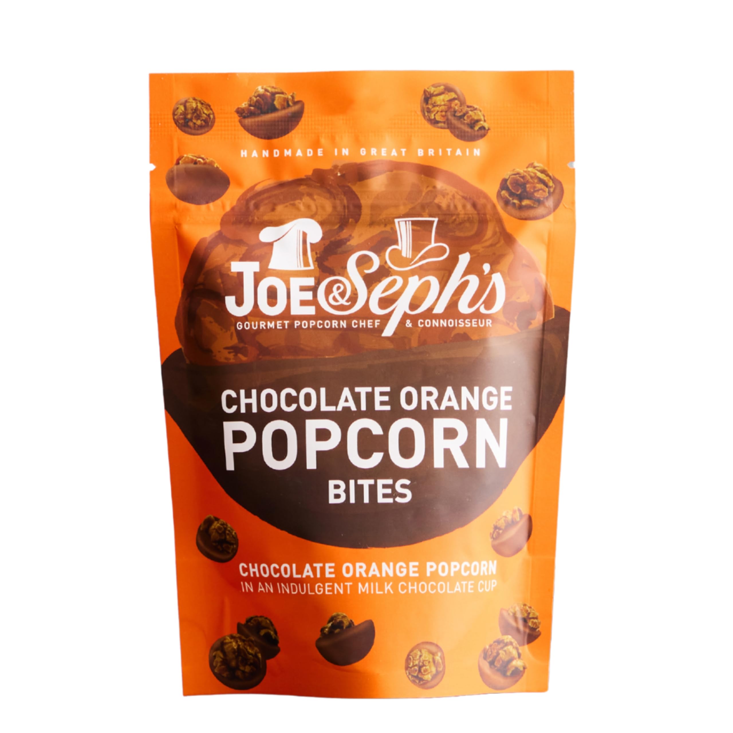 Joe & Seph's Milk Chocolate Orange Popcorn Bites (63g) - Belgian Chocolate Coated Gourmet Popcorn 1