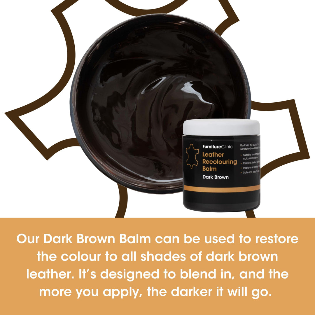 Furniture Clinic Leather Recolouring Balm - Dark Brown for Sofas, Car Seats, Shoes & Bags