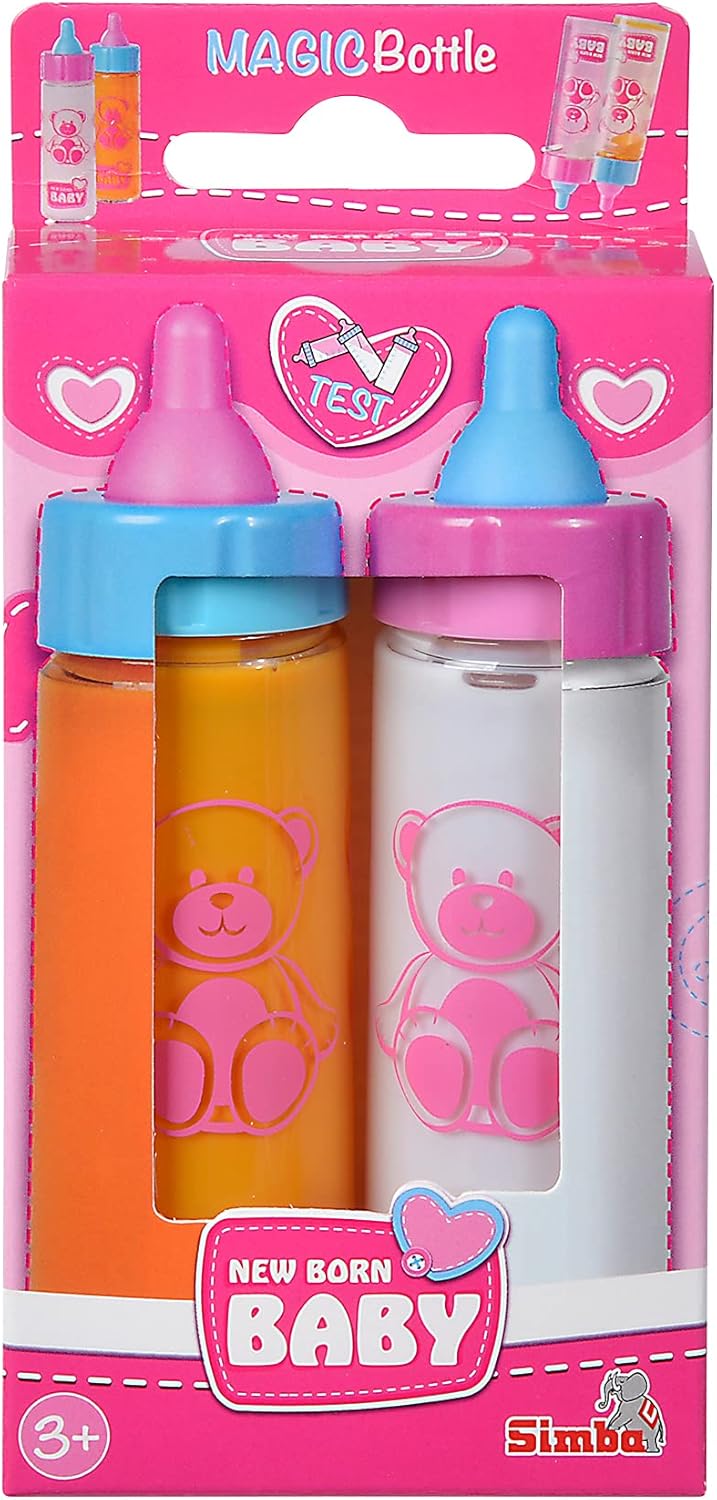 Simba 105560011 - Magic Milk & Juice Bottles for Baby Dolls, Pack of 2 1