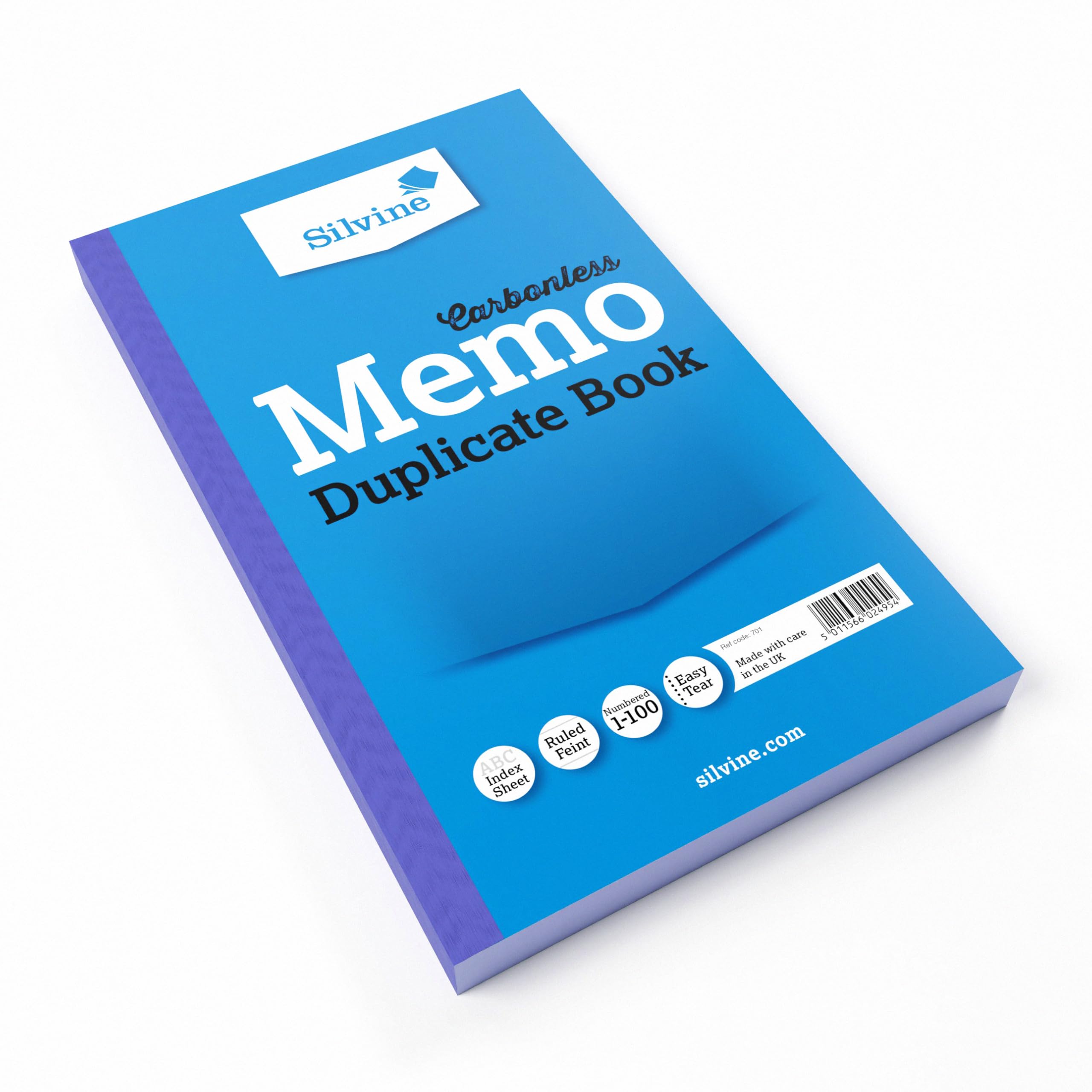 Silvine Carbonless Duplicate Memo Book - Numbered 1-100 with Index Sheet | 210 x 127mm